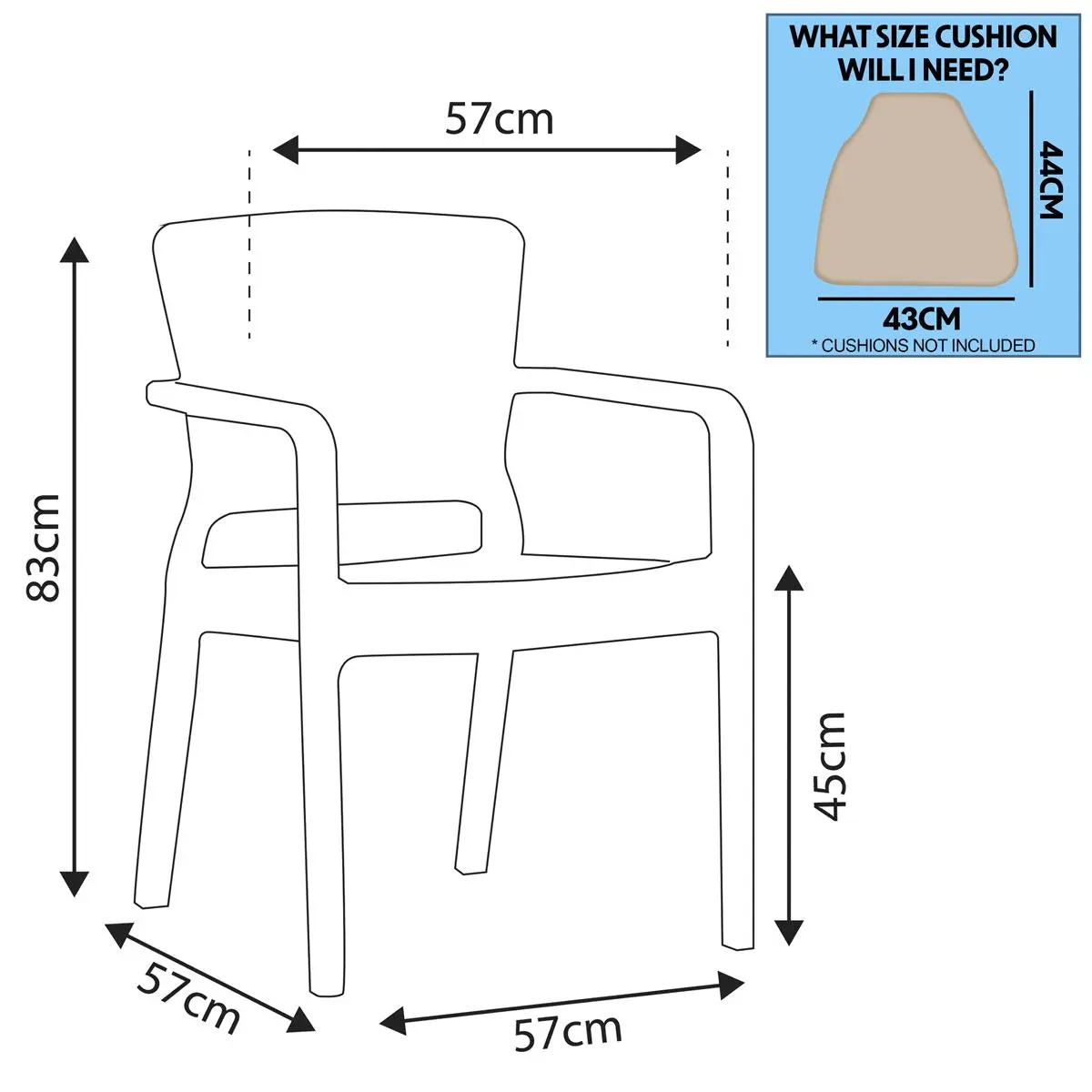 Dellonda Armchair Durable, Weather Resistant PP Body, Stackable x 6 - White - Image 2