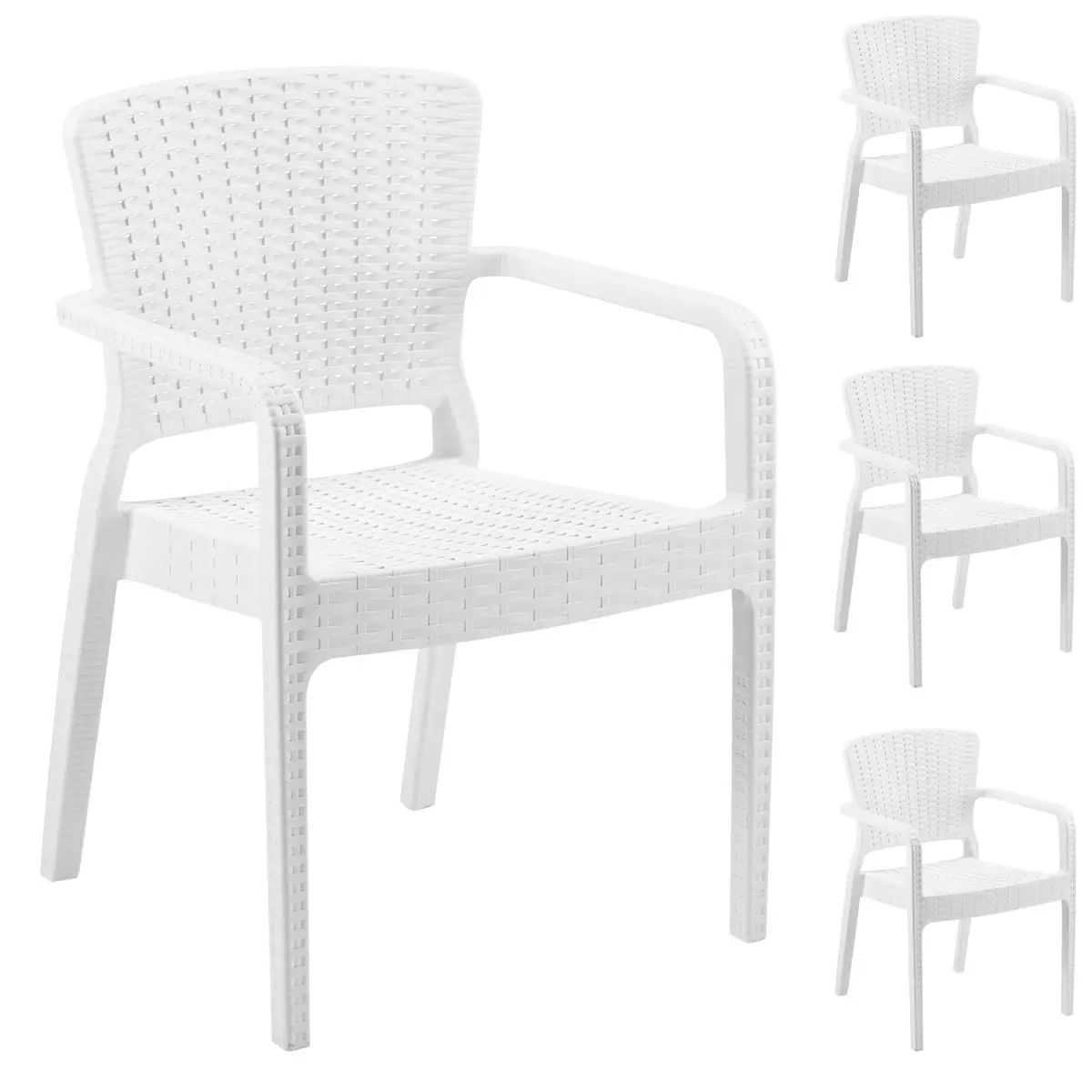 Dellonda Armchair Durable, Weather Resistant PP Body, Stackable x 6 - White - Image 5