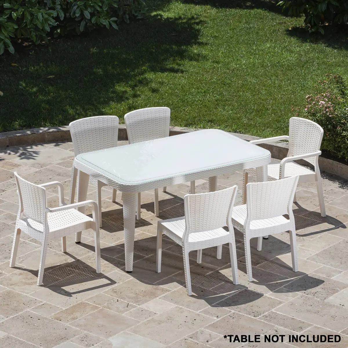 Dellonda Armchair Durable, Weather Resistant PP Body, Stackable x 6 - White - Image 9