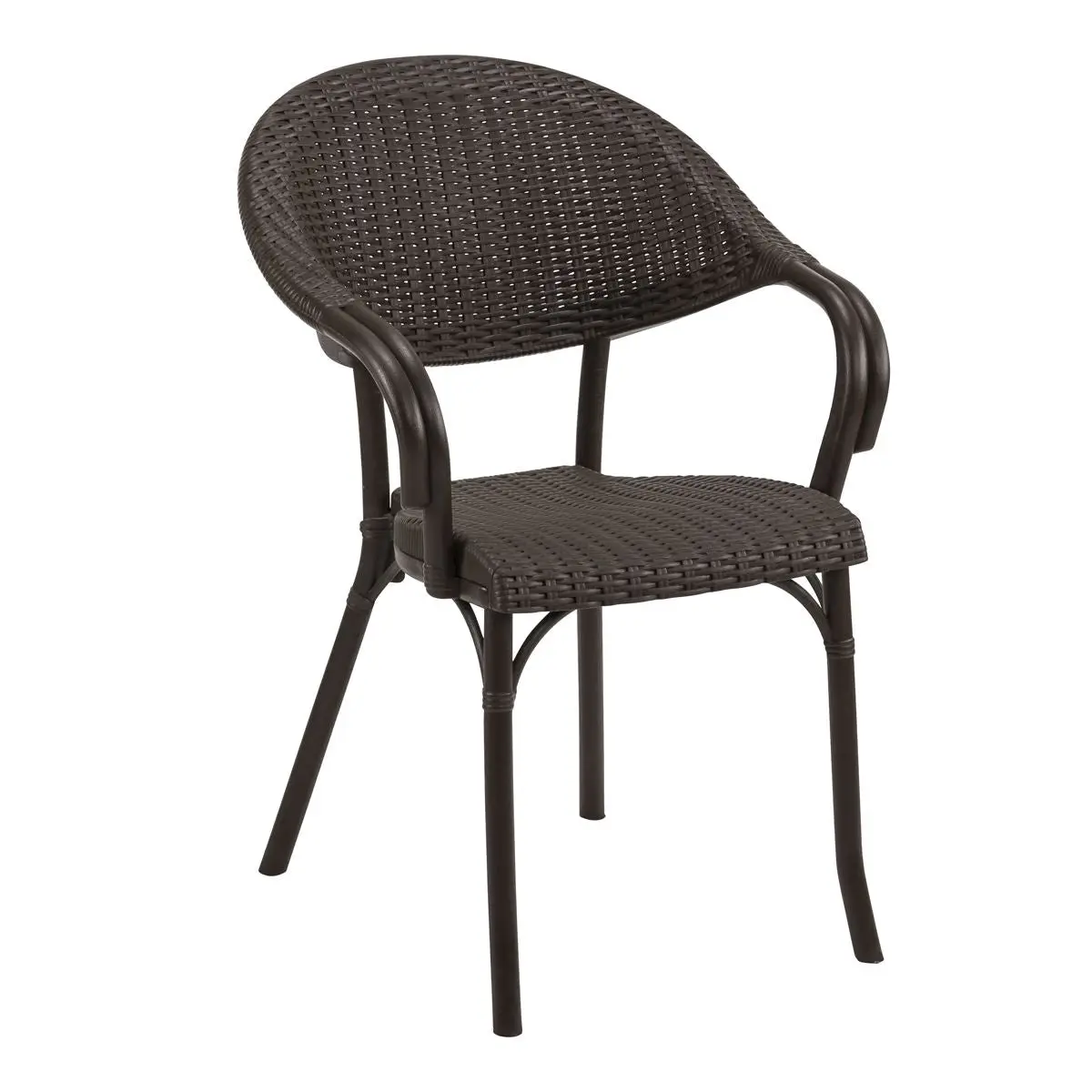 Dellonda Armchair Weather Resistant PP Body Stackable x 6, Dark Wood - Image 4
