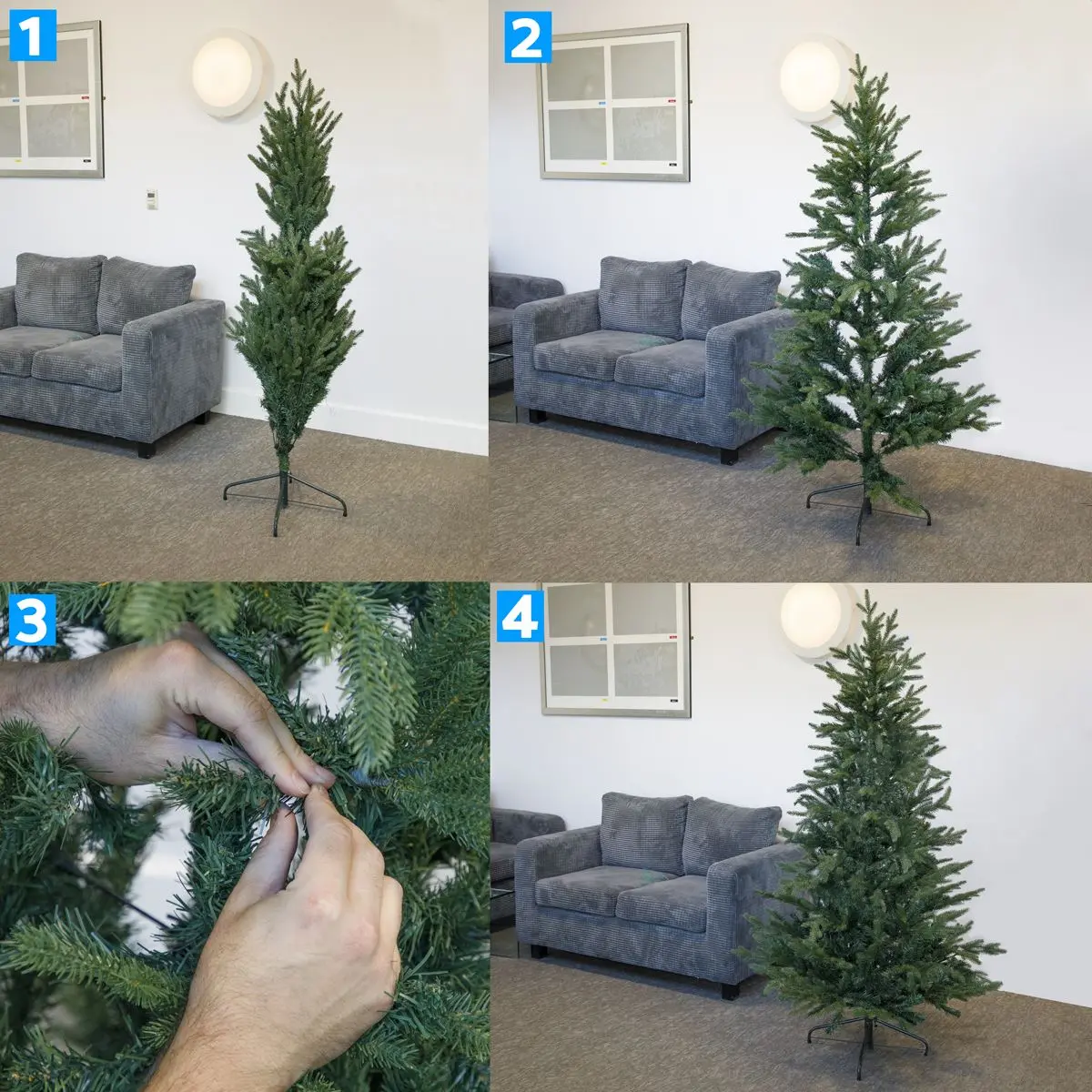 Dellonda Artificial 7ft/210cm Hinged Christmas Tree with 1000+ PE/PVC Tips - DH46 - Image 6