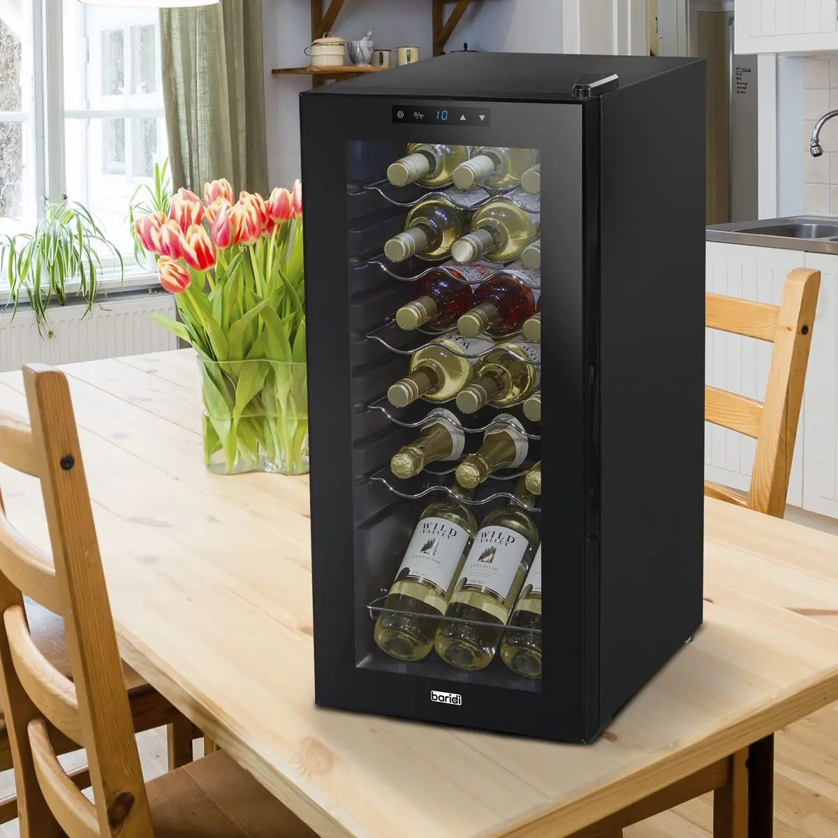 Baridi 18 Bottle Wine Fridge with Digital Touchscreen Controls & LED Light, Black - Image 12