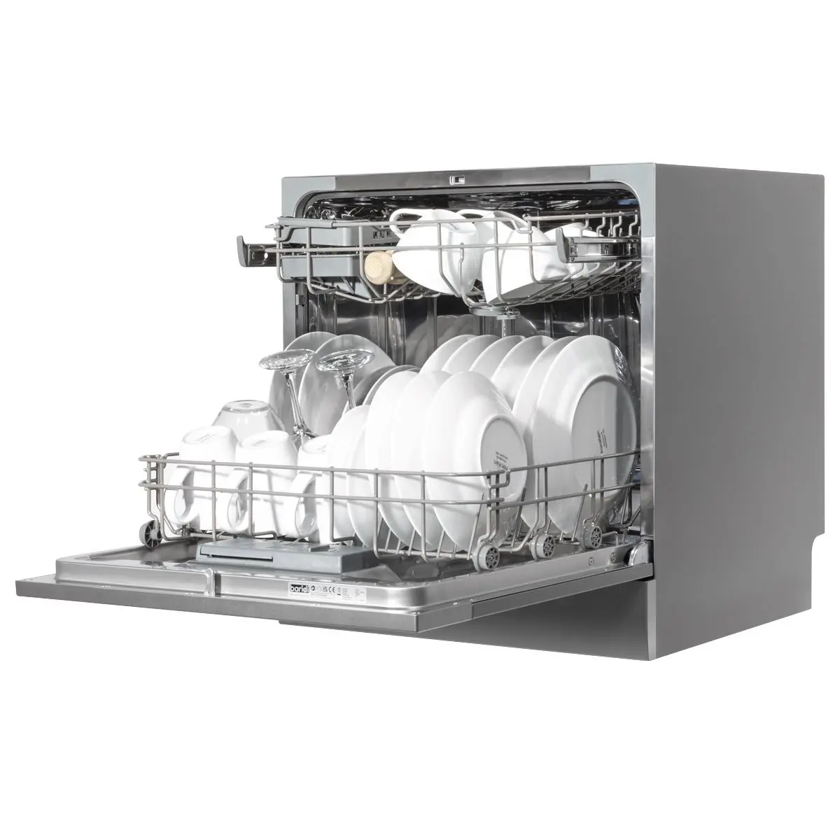 Baridi Compact Tabletop Dishwasher 8 Place Settings, 6 Programmes, Low Noise, 8L Cycle, Start Delay - Silver - Image 2