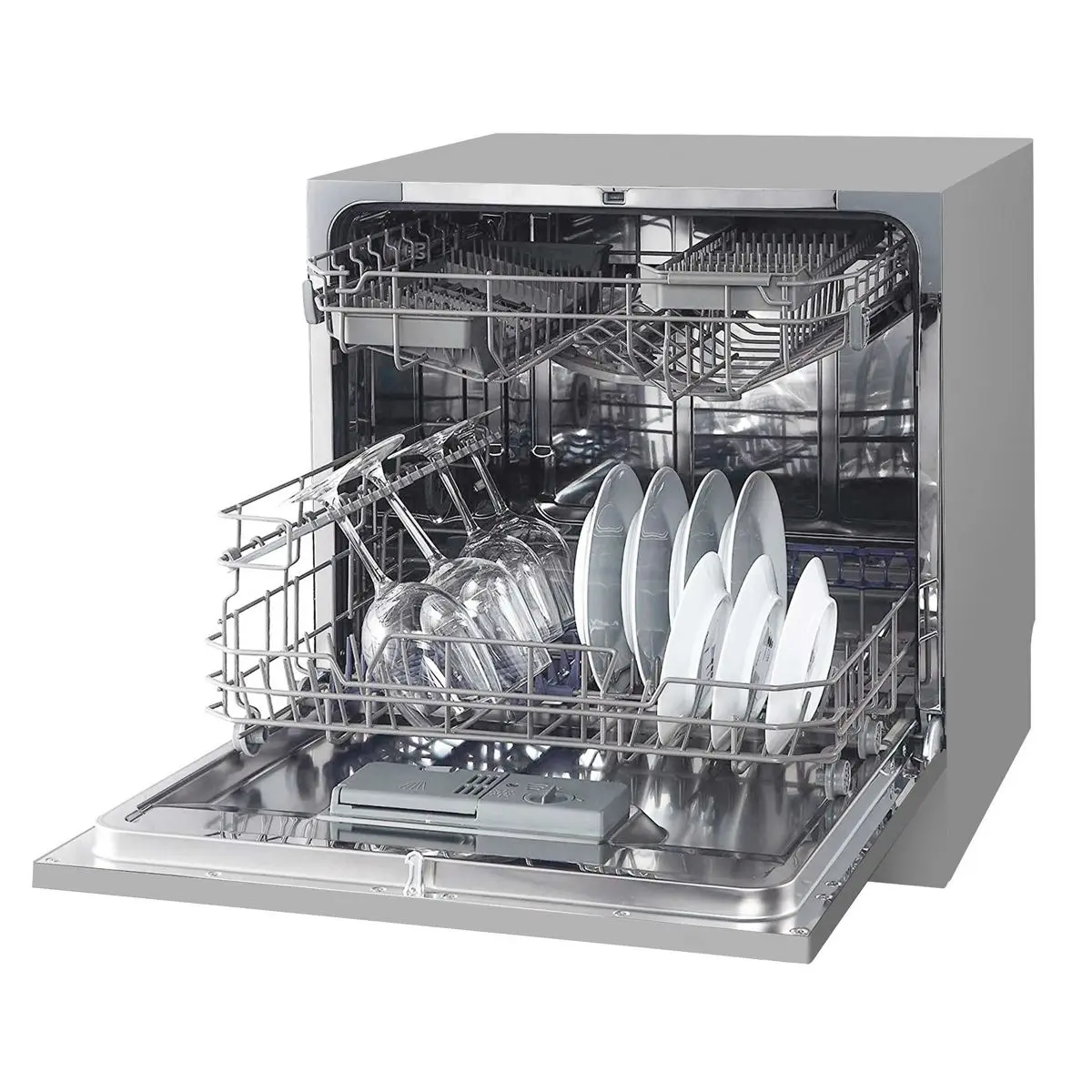 Baridi Compact Tabletop Dishwasher 8 Place Settings, 6 Programmes, Low Noise, 8L Cycle, Start Delay - Silver - Image 3