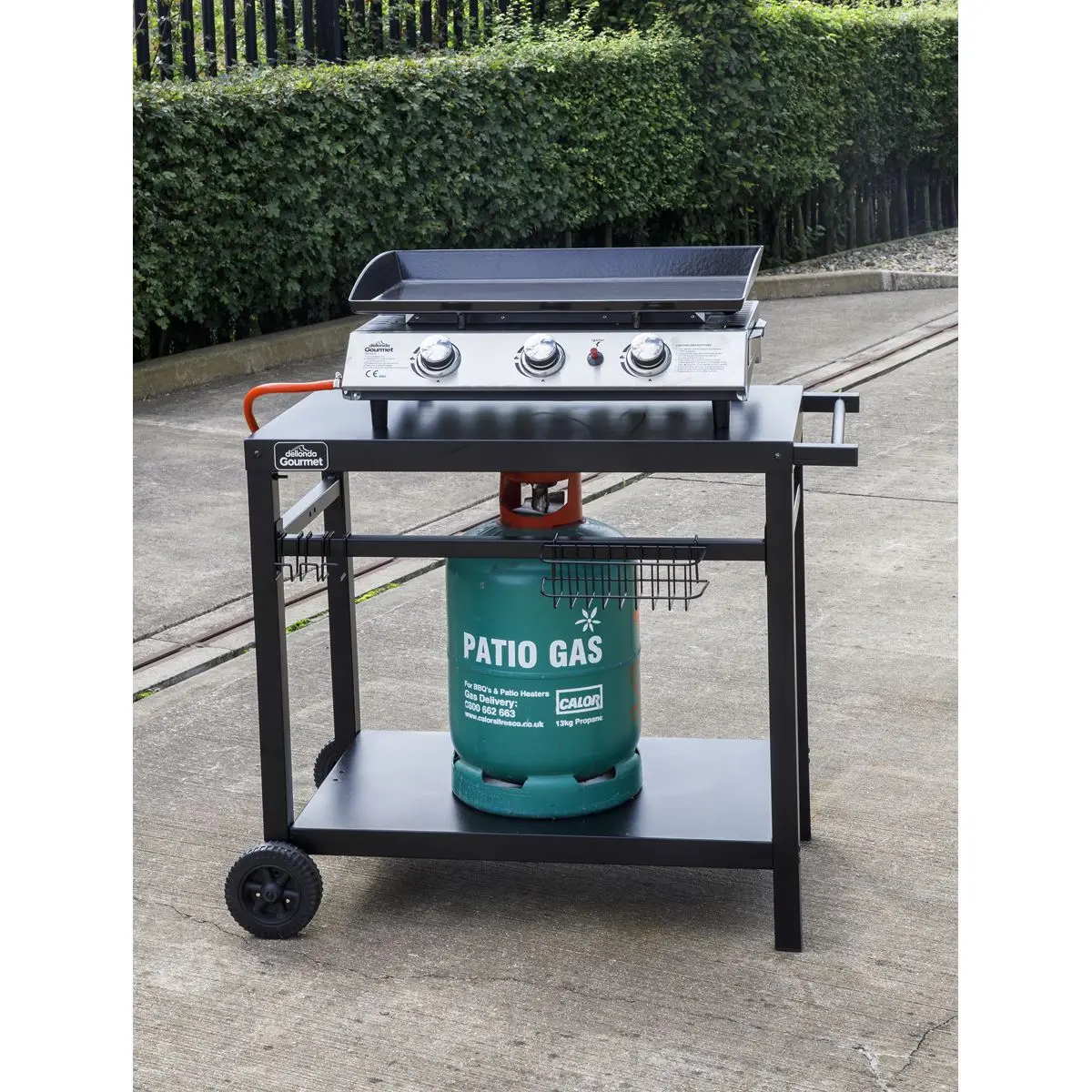 Dellonda BBQ & Plancha Trolley for Outdoor Cooking with Utensil Holder, Black - Image 8