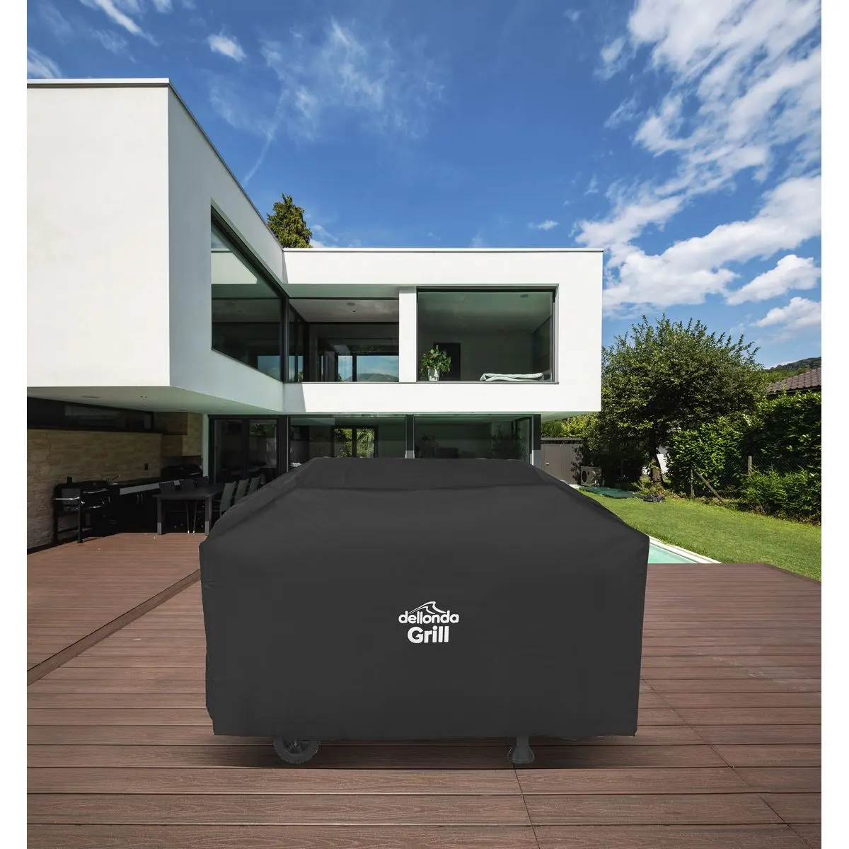Dellonda Black PVC Cover for BBQs, Water-Resistant 1370 x 920mm - Image 2