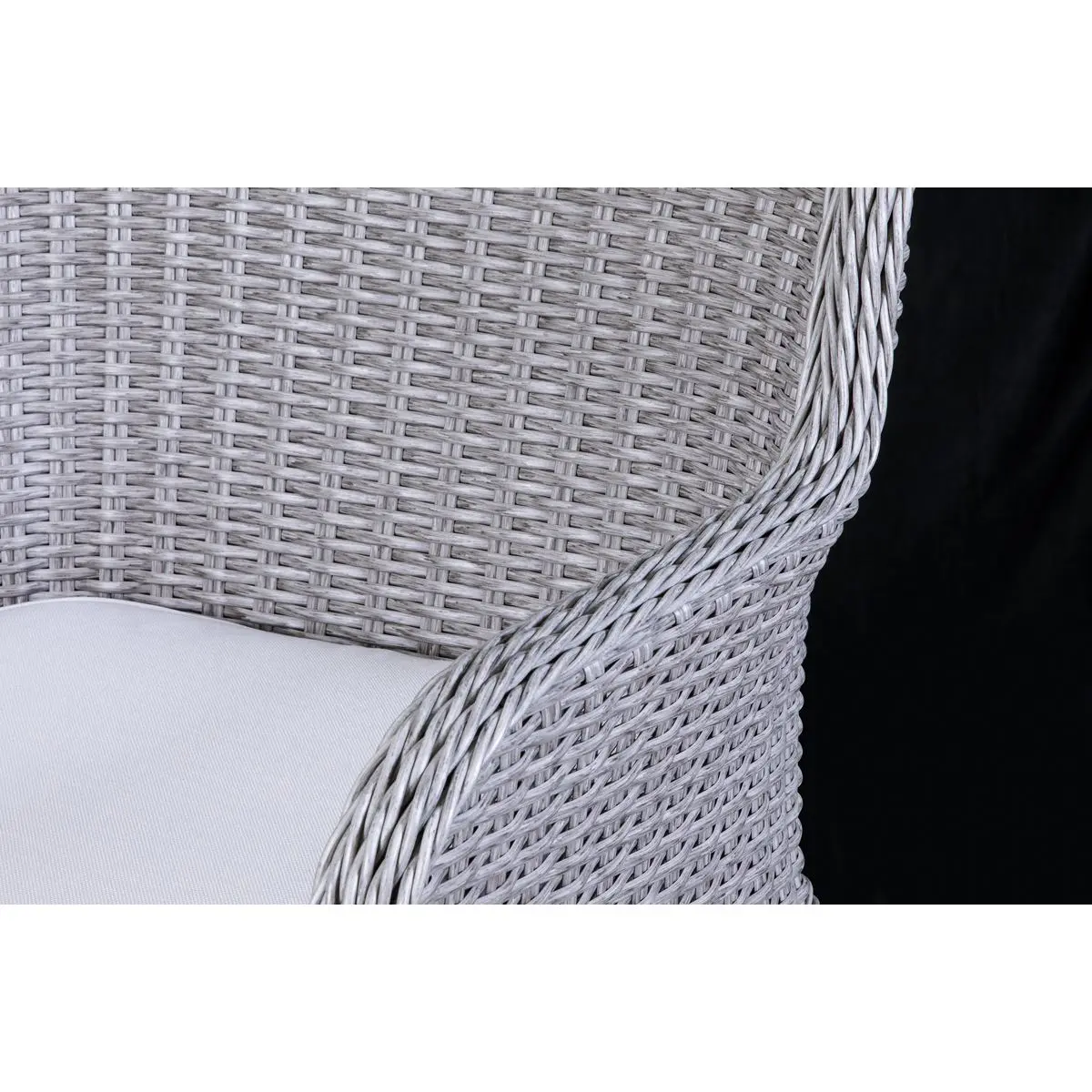 Dellonda Buxton Rattan Wicker Outdoor Dining Armchairs with Cushion, Set of 2, Grey - Image 4