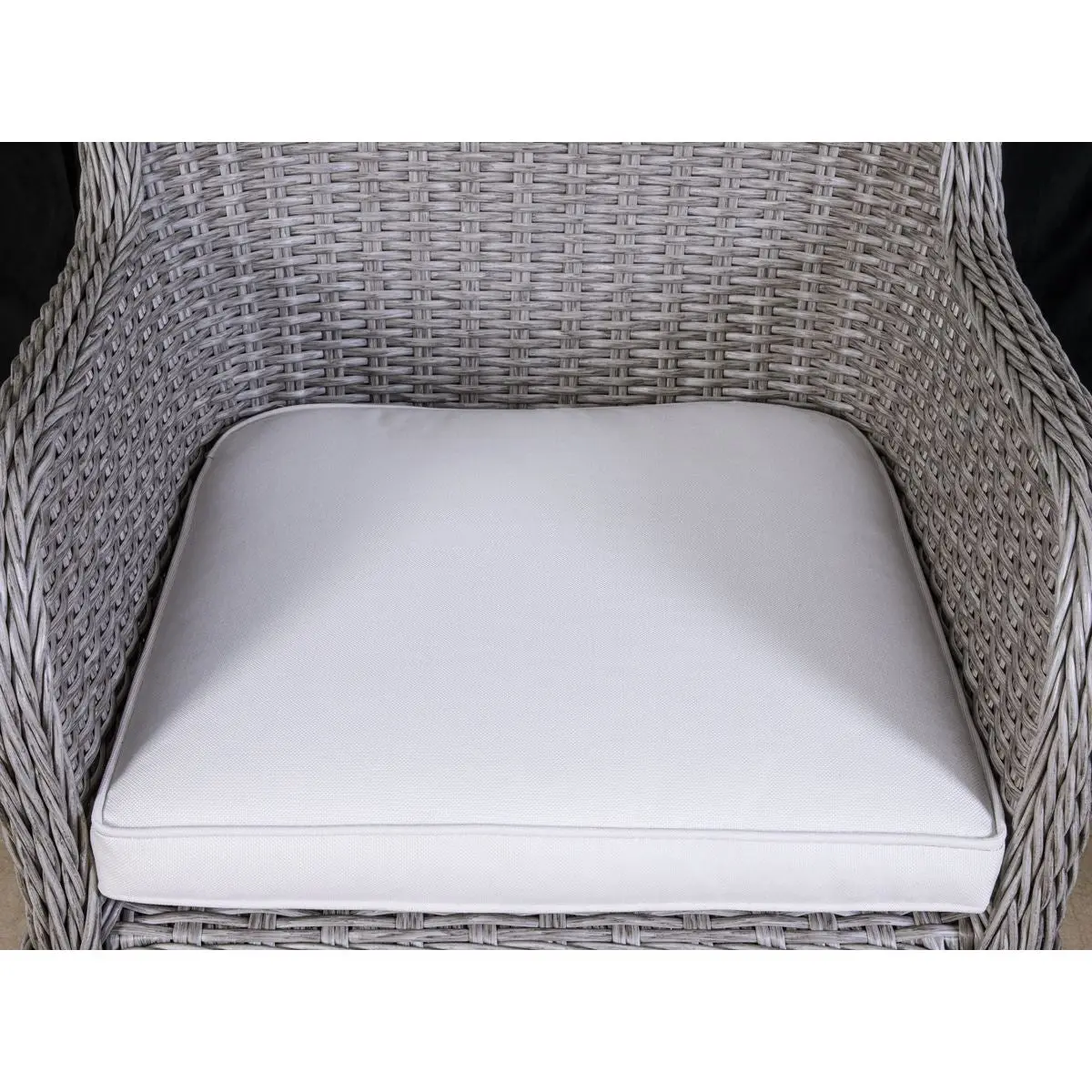 Dellonda Buxton Rattan Wicker Outdoor Dining Armchairs with Cushion, Set of 2, Grey - Image 5