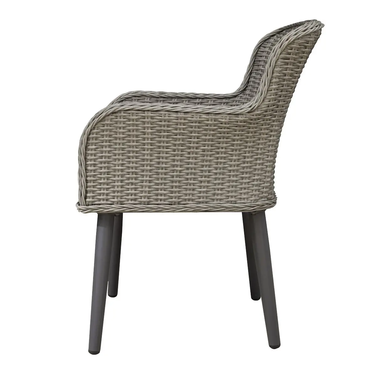 Dellonda Buxton Rattan Wicker Outdoor Dining Armchairs with Cushion, Set of 2, Grey - Image 9