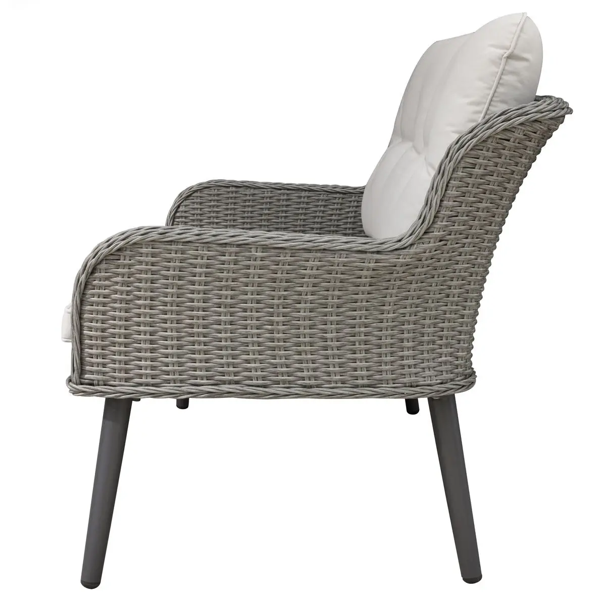 Dellonda Buxton Rattan Wicker Outdoor Lounge 2-Seater Sofa with Cushion, Grey - Image 3
