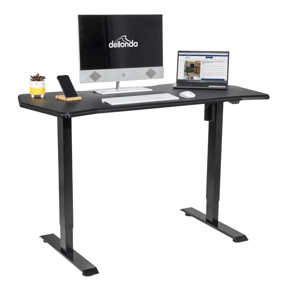 Dellonda Carbon Electric Height Adjustable Standing Desk, Quiet, 1400 x 700mm - Image 4
