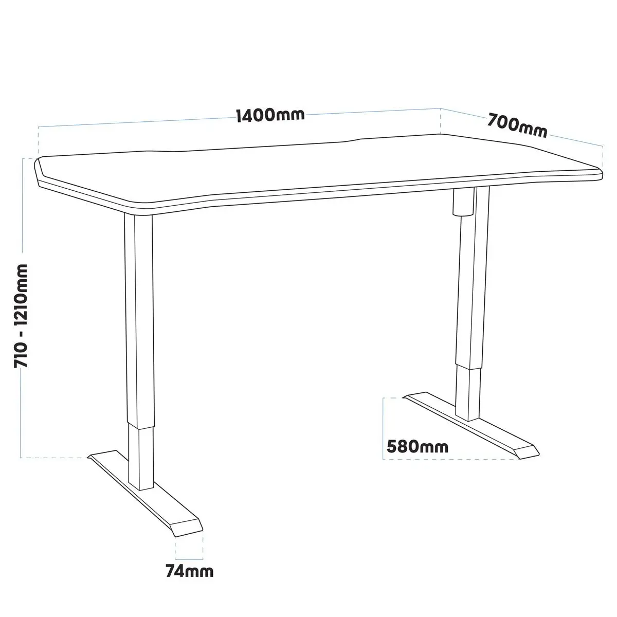 Dellonda Carbon Electric Height Adjustable Standing Desk with Memory, Quiet, 1400 x 700mm - Image 9