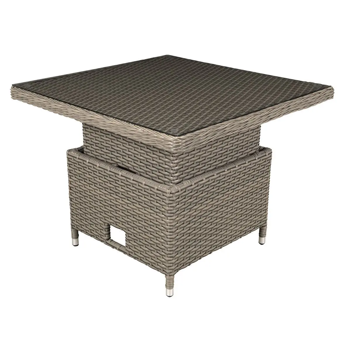 Dellonda Chester Rattan Wicker Adjustable Outdoor Dining Table, Brown - Image 2