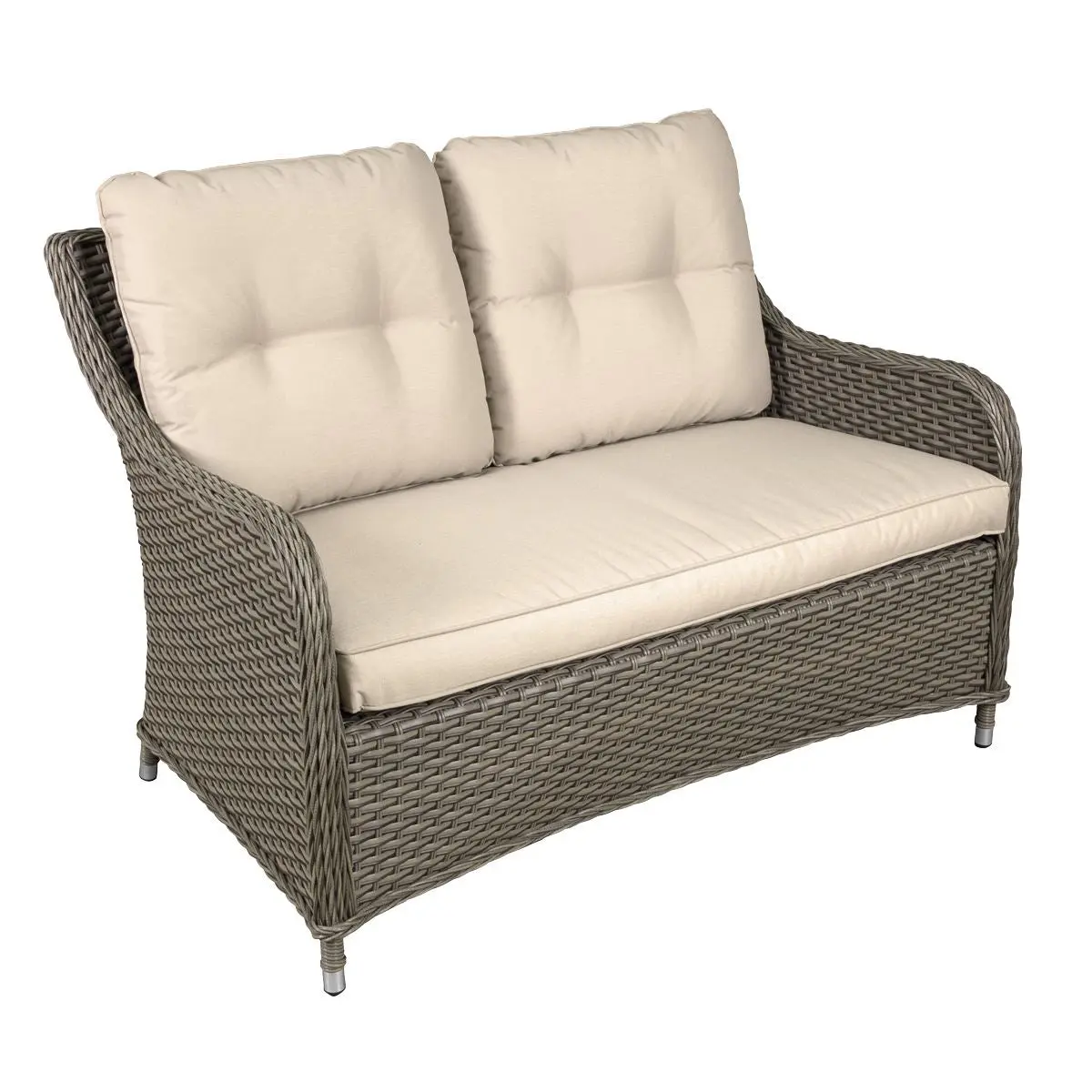 Dellonda Chester Rattan Wicker Outdoor Lounge 2-Seater Sofa with Cushion, Brown - Image 5