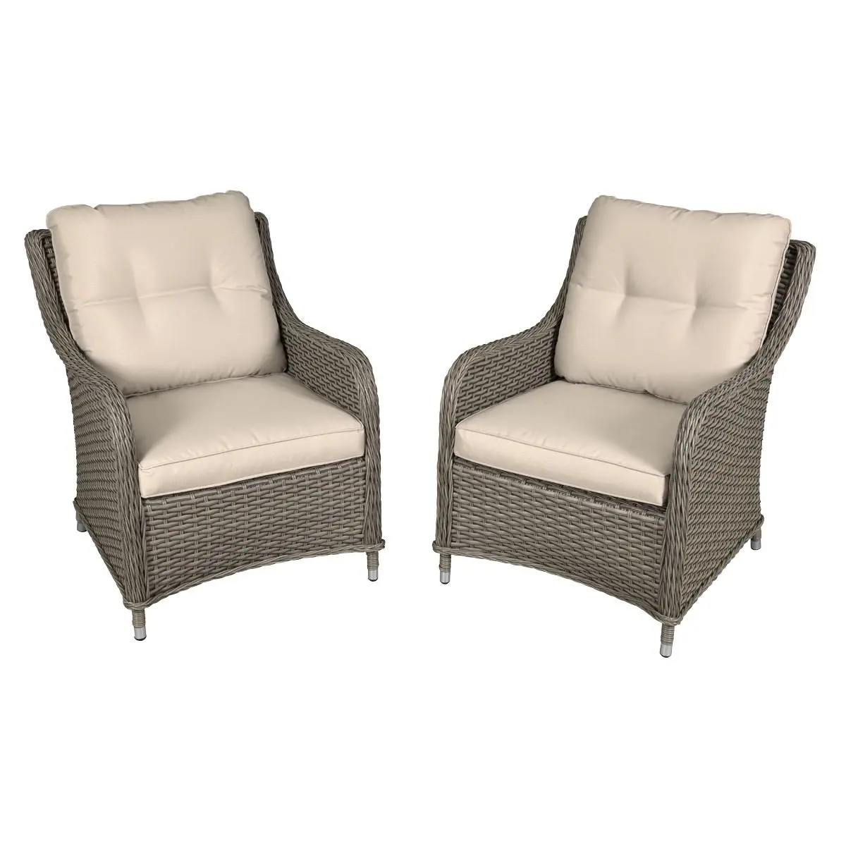 Dellonda Chester Rattan Wicker Outdoor Lounge Chairs with Cushion, Brown - Image 5