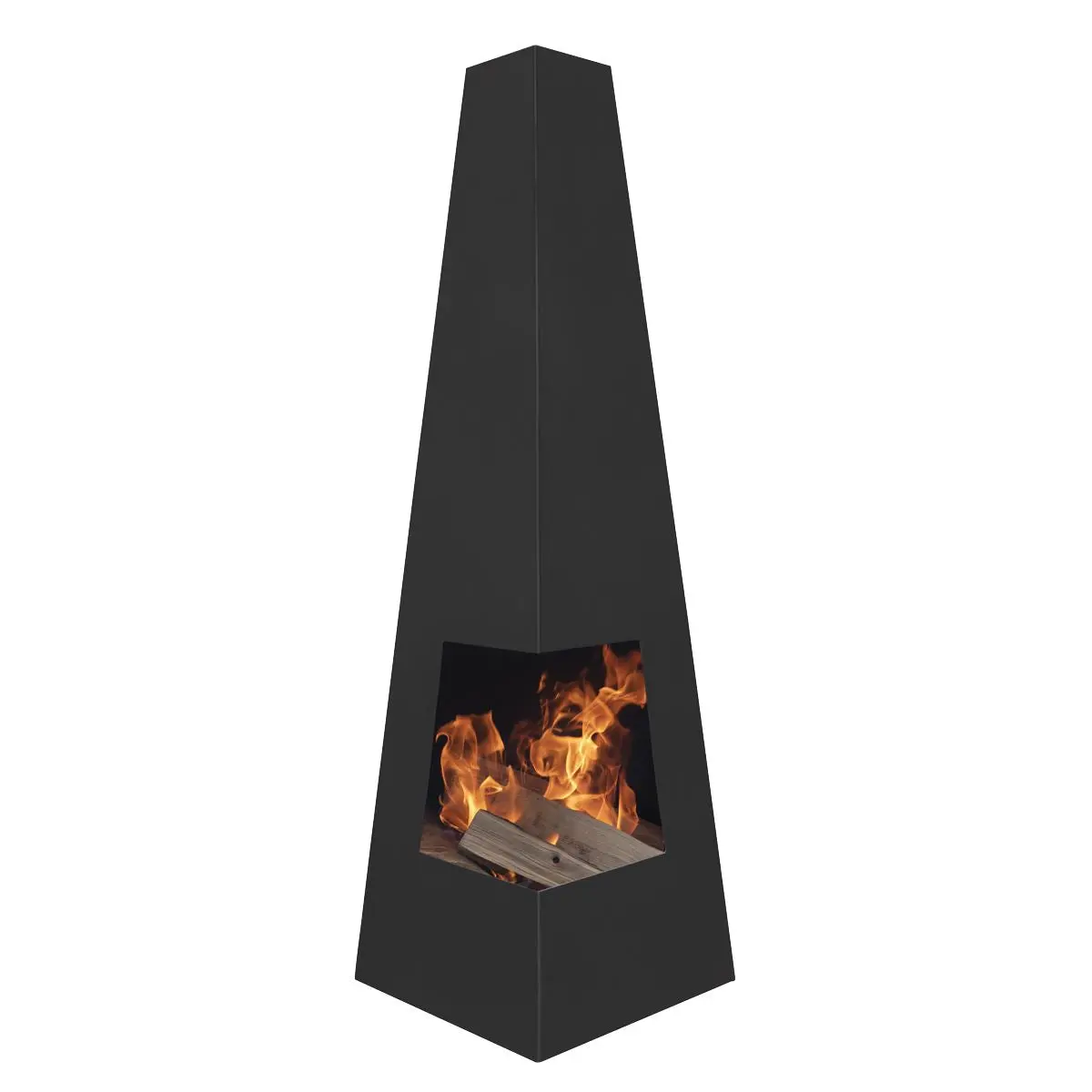 Dellonda Chiminea, Wood Burner, Heater for Outdoors W45cm x H150cm - Black Steel - Image 10