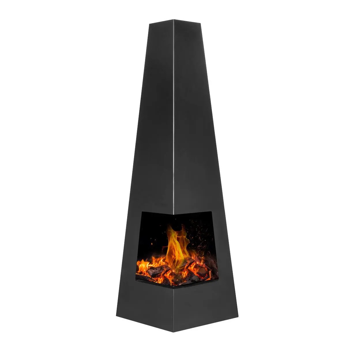 Dellonda Chiminea, Wood Burner, Heater for Outdoors W45cm x H150cm - Black Steel - Image 12