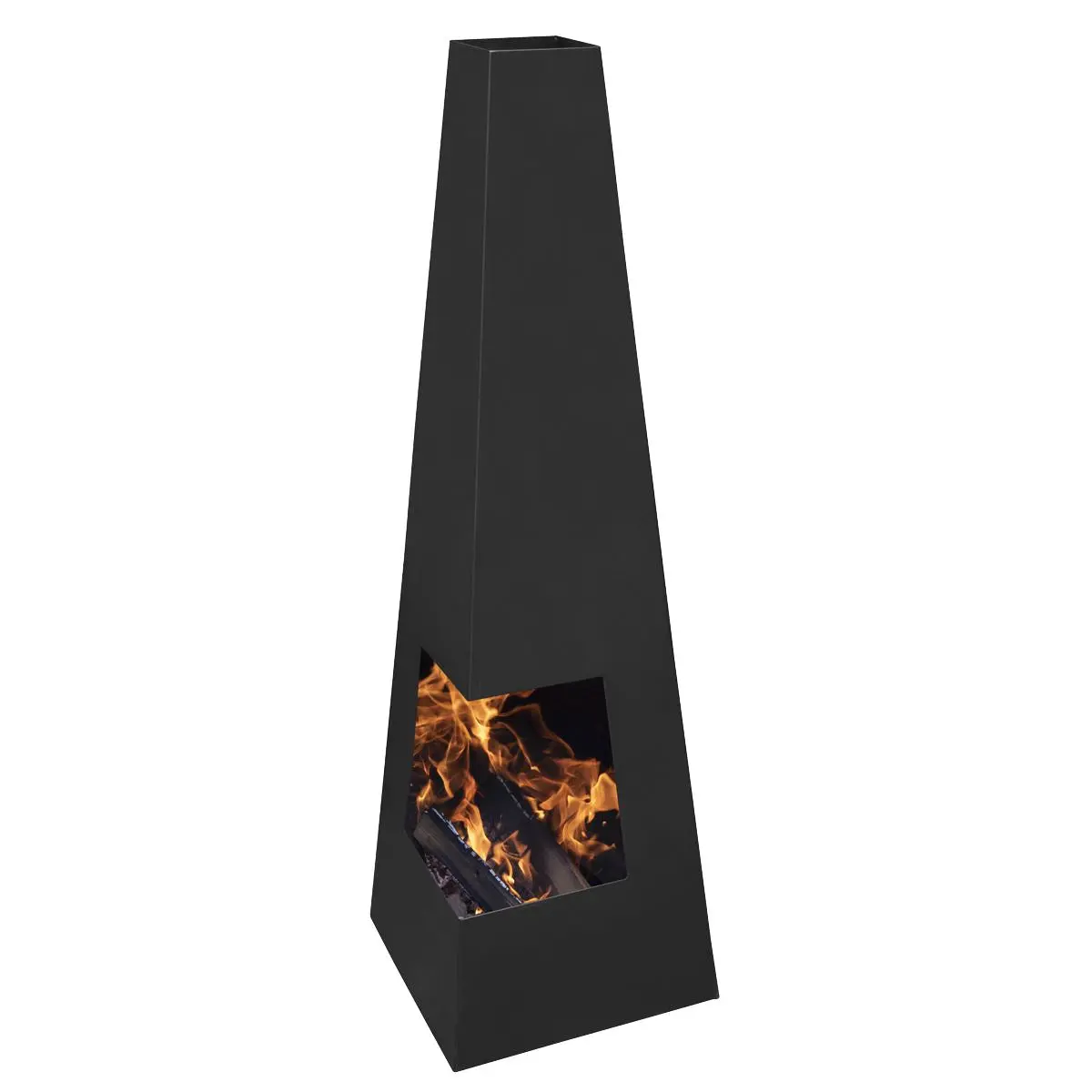 Dellonda Chiminea, Wood Burner, Heater for Outdoors W45cm x H150cm - Black Steel - Image 6