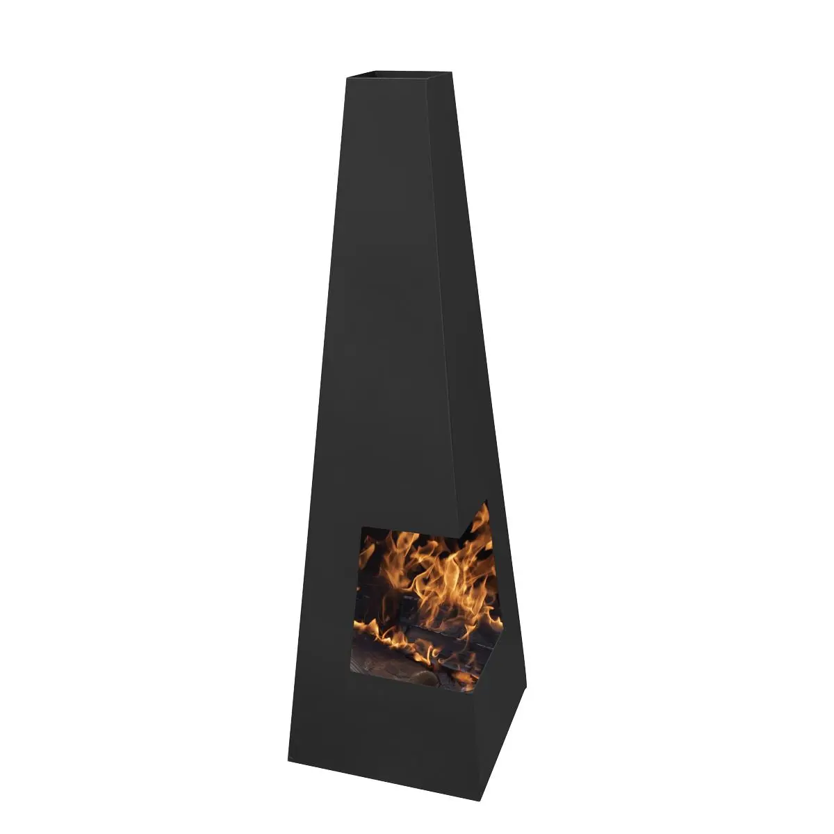 Dellonda Chiminea, Wood Burner, Heater for Outdoors W45cm x H150cm - Black Steel - Image 8