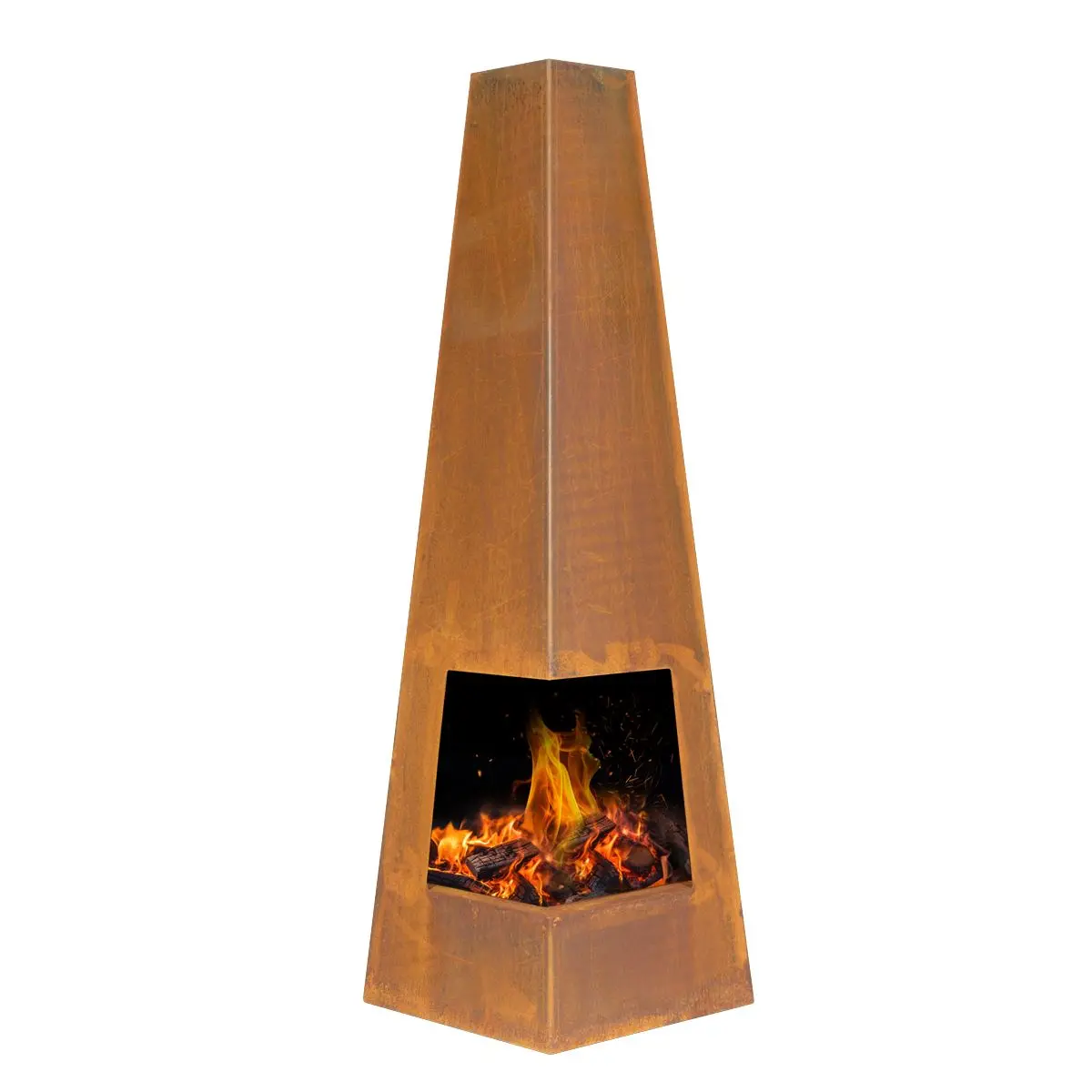 Dellonda Chiminea, Wood Burner, Heater for Outdoors W45cm x H150cm, Corten Steel - Image 7