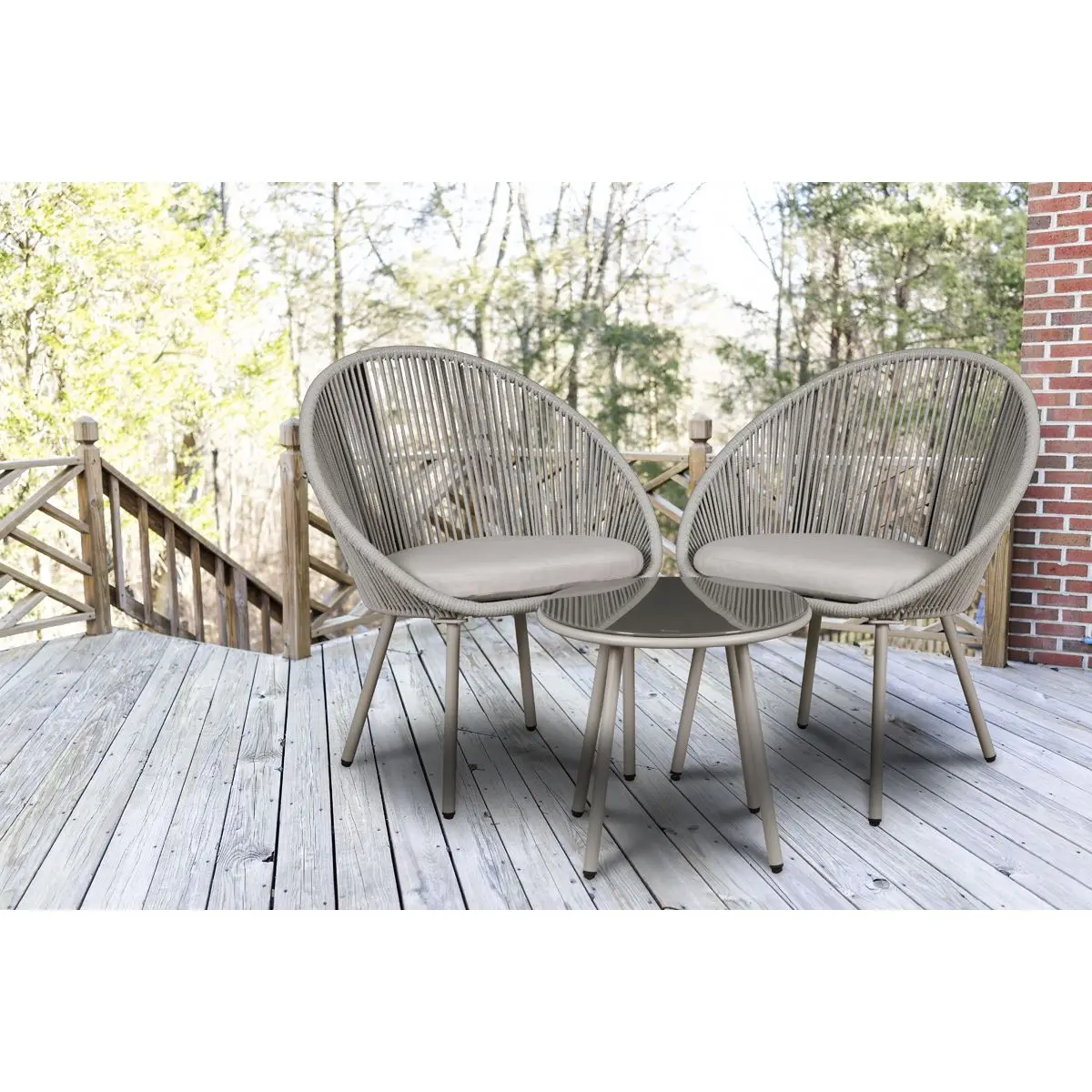 Dellonda Como 3-Piece Steel Bistro Set with Tempered Glass Top - Image 11
