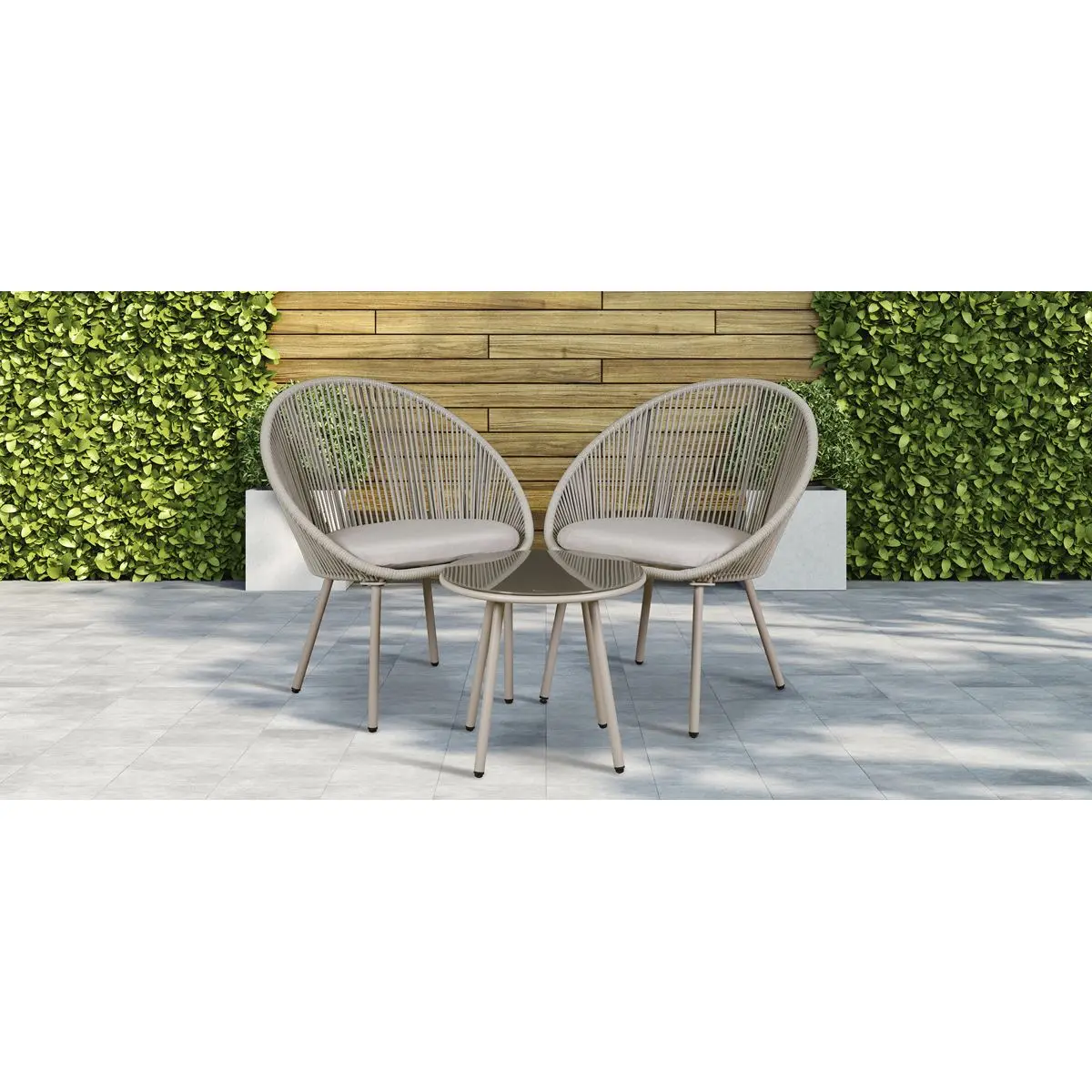 Dellonda Como 3-Piece Steel Bistro Set with Tempered Glass Top - Image 2