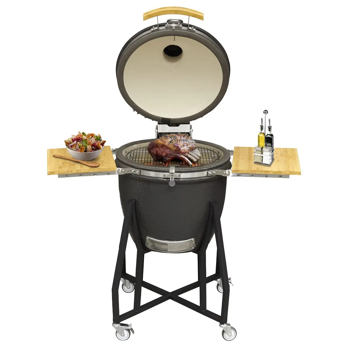 Dellonda Deluxe 22"(56cm) Ceramic Kamado Style BBQ Grill/Oven/Smoker, Supplied with Wheeled Stand - Image 11