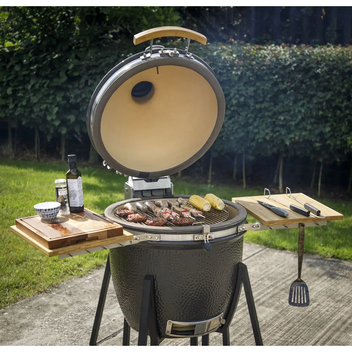 Dellonda Deluxe 22"(56cm) Ceramic Kamado Style BBQ Grill/Oven/Smoker, Supplied with Wheeled Stand - Image 12