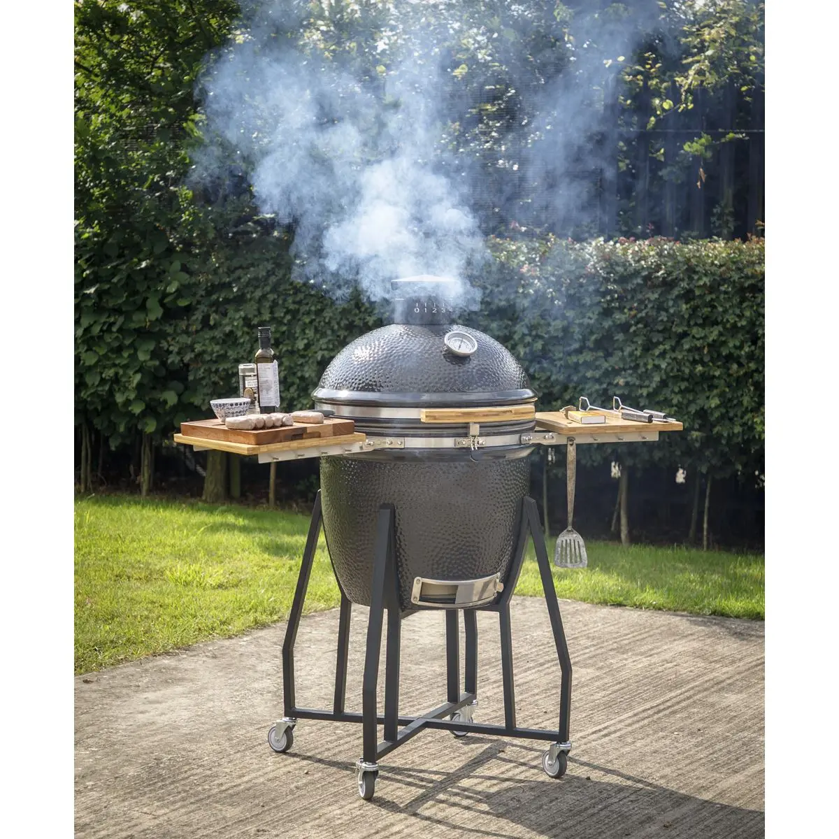 Dellonda Deluxe 22"(56cm) Ceramic Kamado Style BBQ Grill/Oven/Smoker, Supplied with Wheeled Stand - Image 2
