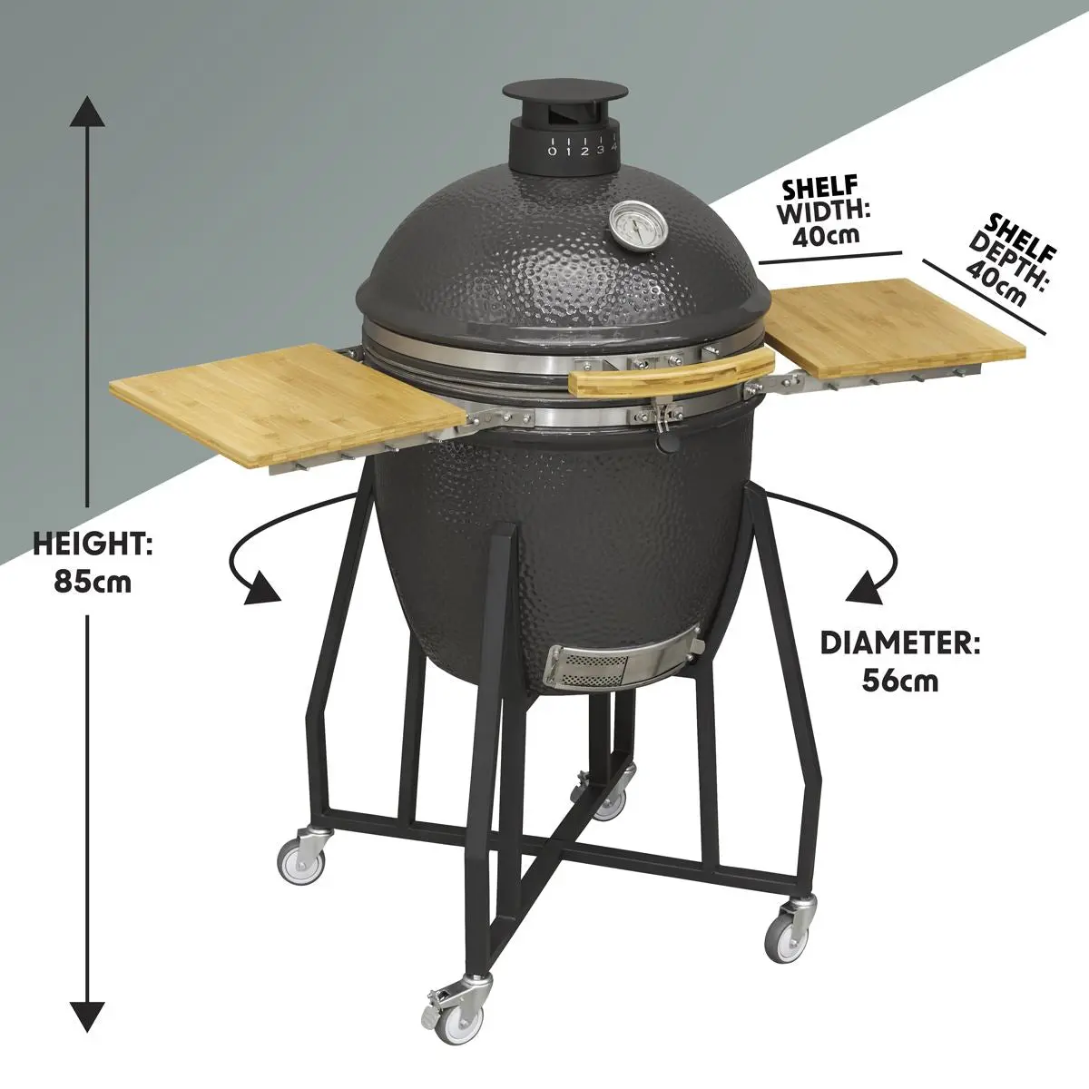 Dellonda Deluxe 22"(56cm) Ceramic Kamado Style BBQ Grill/Oven/Smoker, Supplied with Wheeled Stand - Image 5