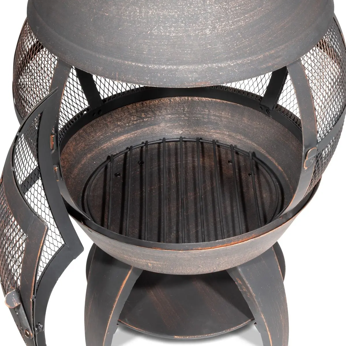 Dellonda Deluxe 360° Chiminea/Fire Pit/Outdoor Heater - Antique Bronze Finish - DG112 - Image 12