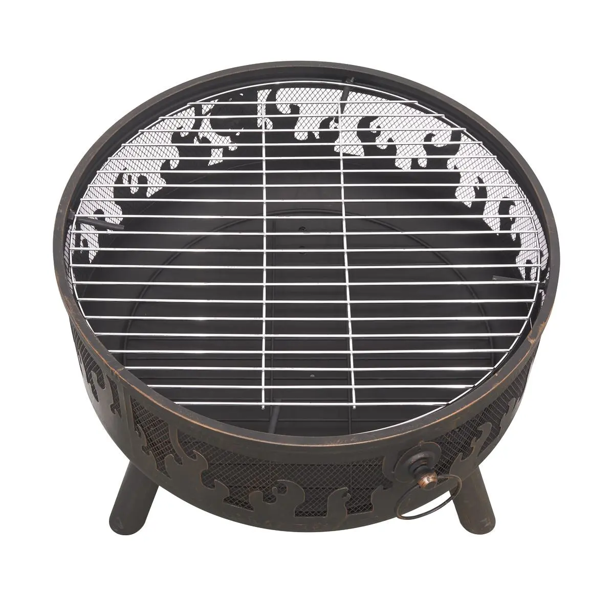 Dellonda Deluxe Firepit Fireplace Outdoor Patio Heater, Cooking Grill & Poker - Image 10