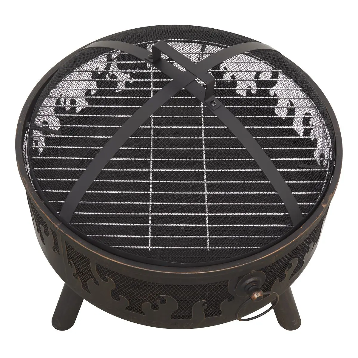 Dellonda Deluxe Firepit Fireplace Outdoor Patio Heater, Cooking Grill & Poker - Image 5