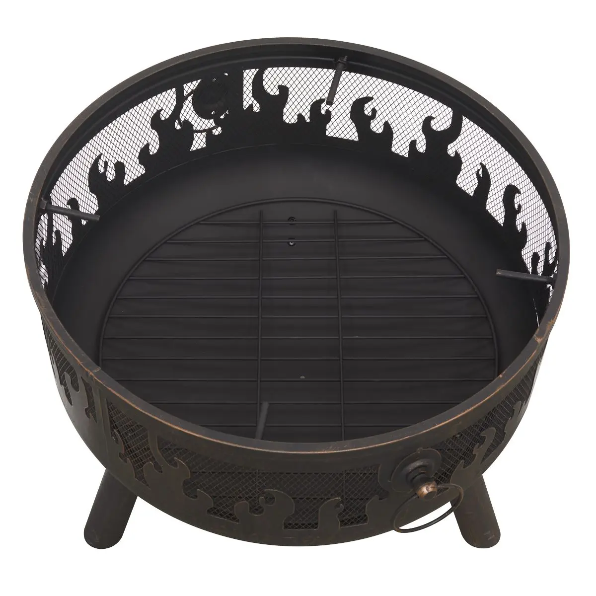 Dellonda Deluxe Firepit Fireplace Outdoor Patio Heater, Cooking Grill & Poker - Image 8