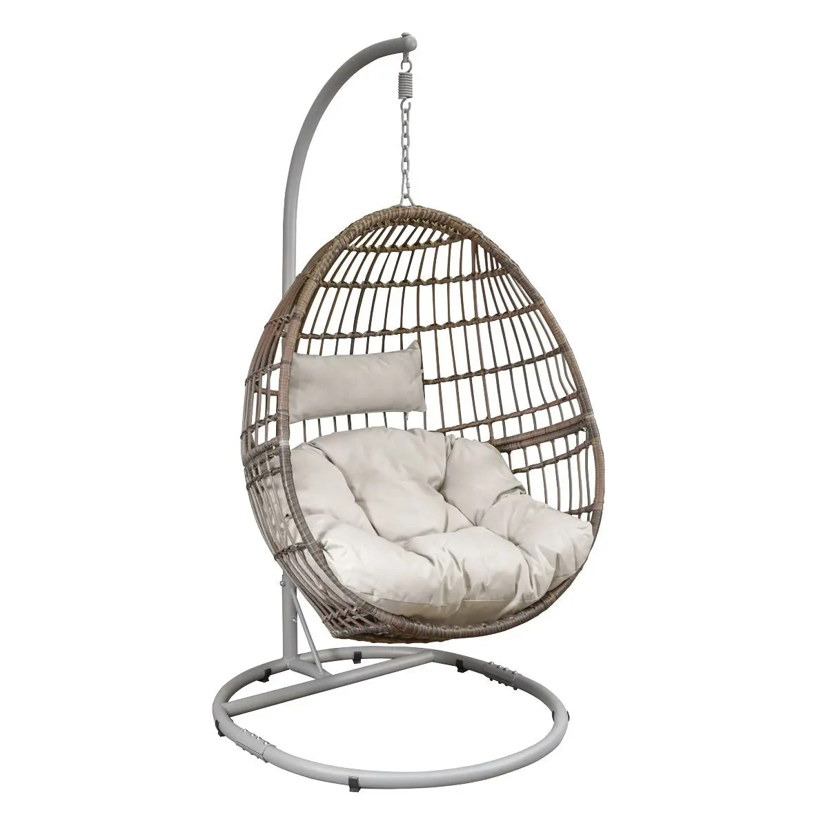 Dellonda Egg Hanging Swing Chair, Wicker Rattan Basket, Steel Frame, Single - Image 3
