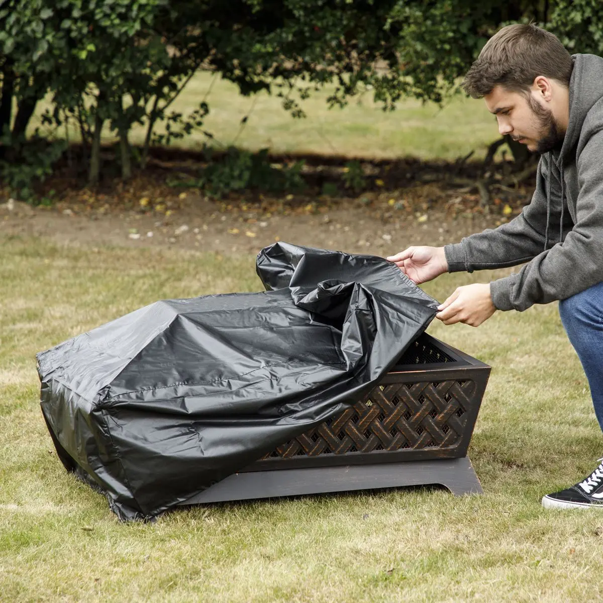 Dellonda Fire Pit, Fireplace, Outdoor Patio Heater PVC Cover, Water-Resistant, Heavy-Duty - Image 5