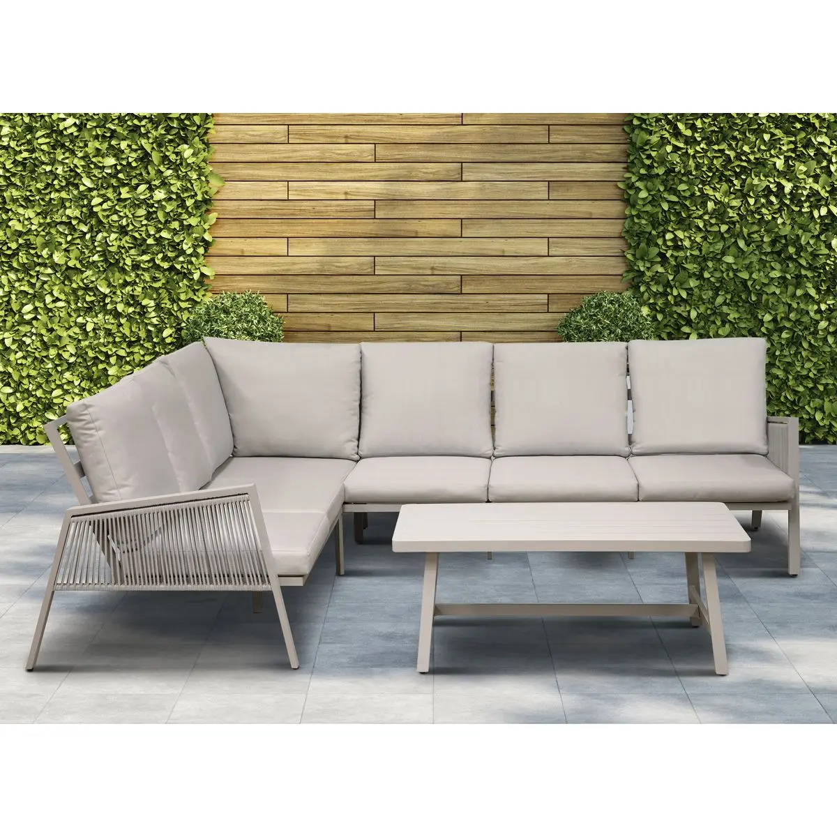 Dellonda Fusion 4-Piece Outdoor Garden Corner Sofa & Coffee Table Set, Aluminium - Image 10