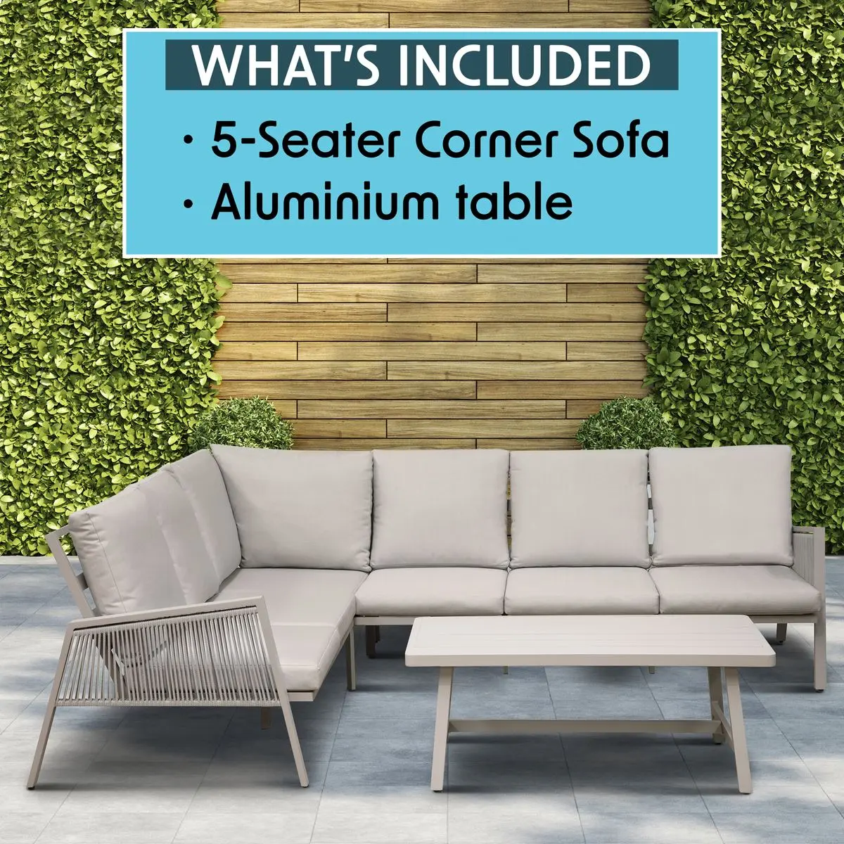 Dellonda Fusion 4-Piece Outdoor Garden Corner Sofa & Coffee Table Set, Aluminium - Image 6