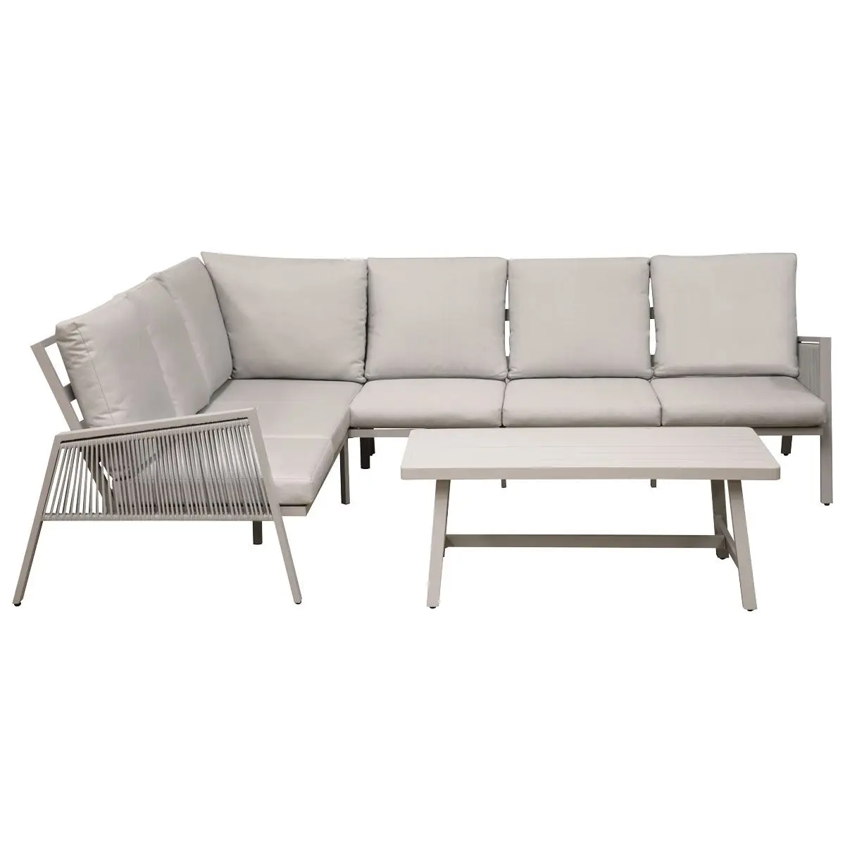 Dellonda Fusion 4-Piece Outdoor Garden Corner Sofa & Coffee Table Set, Aluminium - Image 8