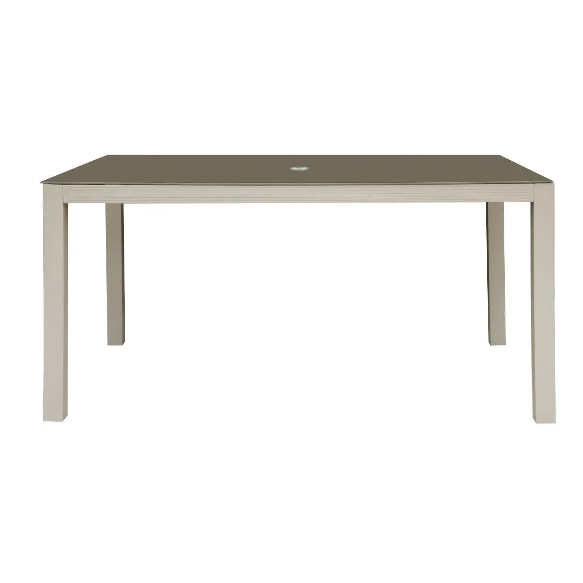 Dellonda Fusion Aluminium Glass Garden Dining Table with Parasol Hole, Light Grey - Image 8