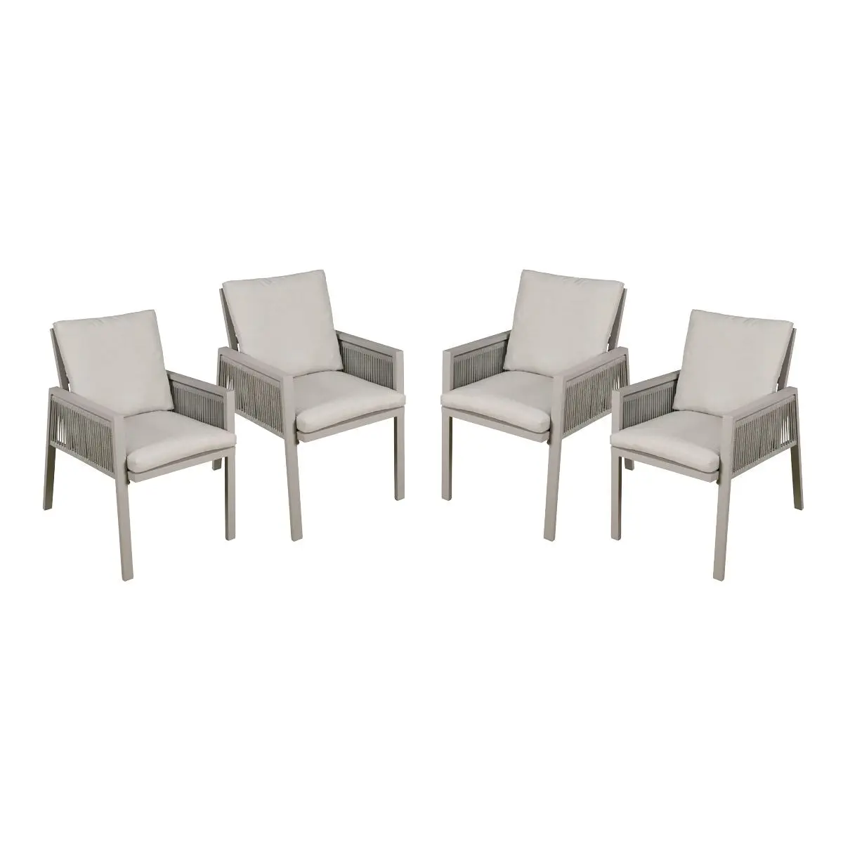 Dellonda Fusion Garden/Patio Aluminium Dining Chair with Armrests, Set of 4, Light Grey - DG50