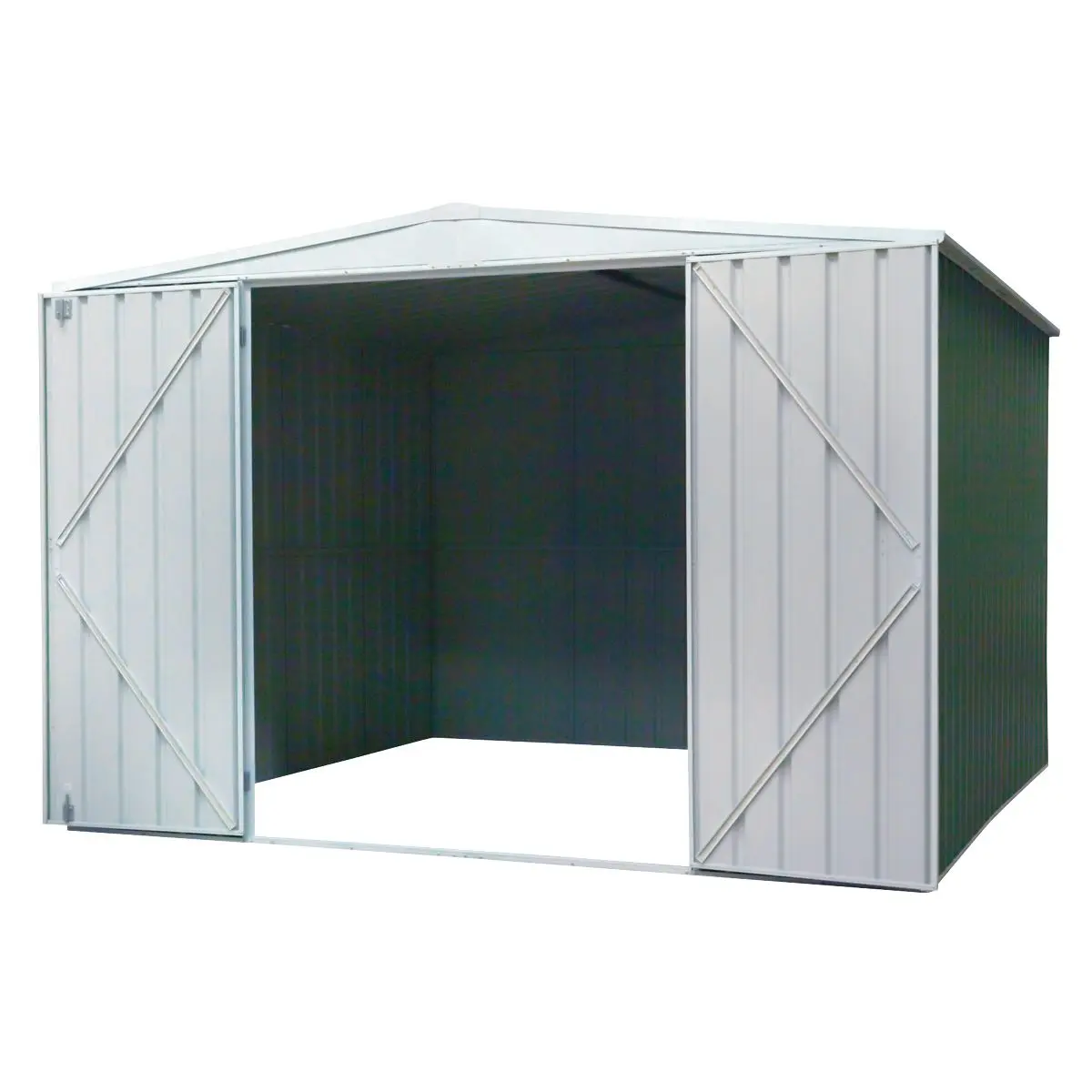 Dellonda Galvanised Steel Metal Garden/Outdoor/Storage Shed, 10FT x 10FT, Apex Style Roof - Green - Image 5