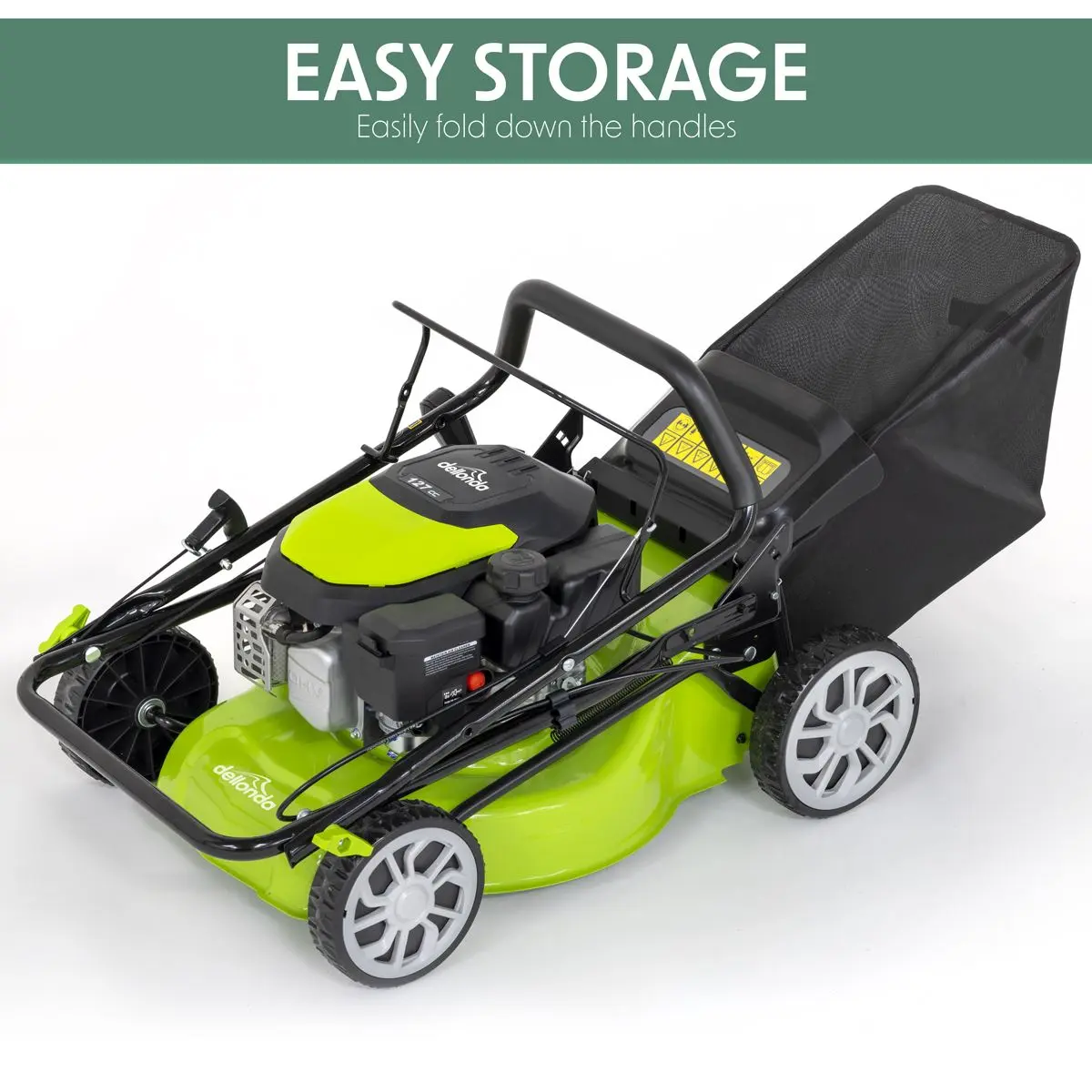 Dellonda Hand-Propelled Petrol Lawnmower Grass Cutter, 127cc 16"/41cm 4-Stroke - Image 3