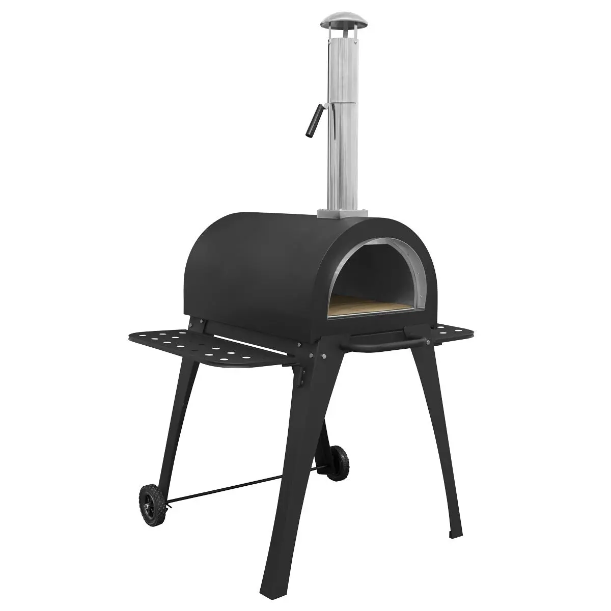 Dellonda Large Outdoor Wood-Fired Pizza Oven & Smoker with Side Shelves & Stand - Image 11