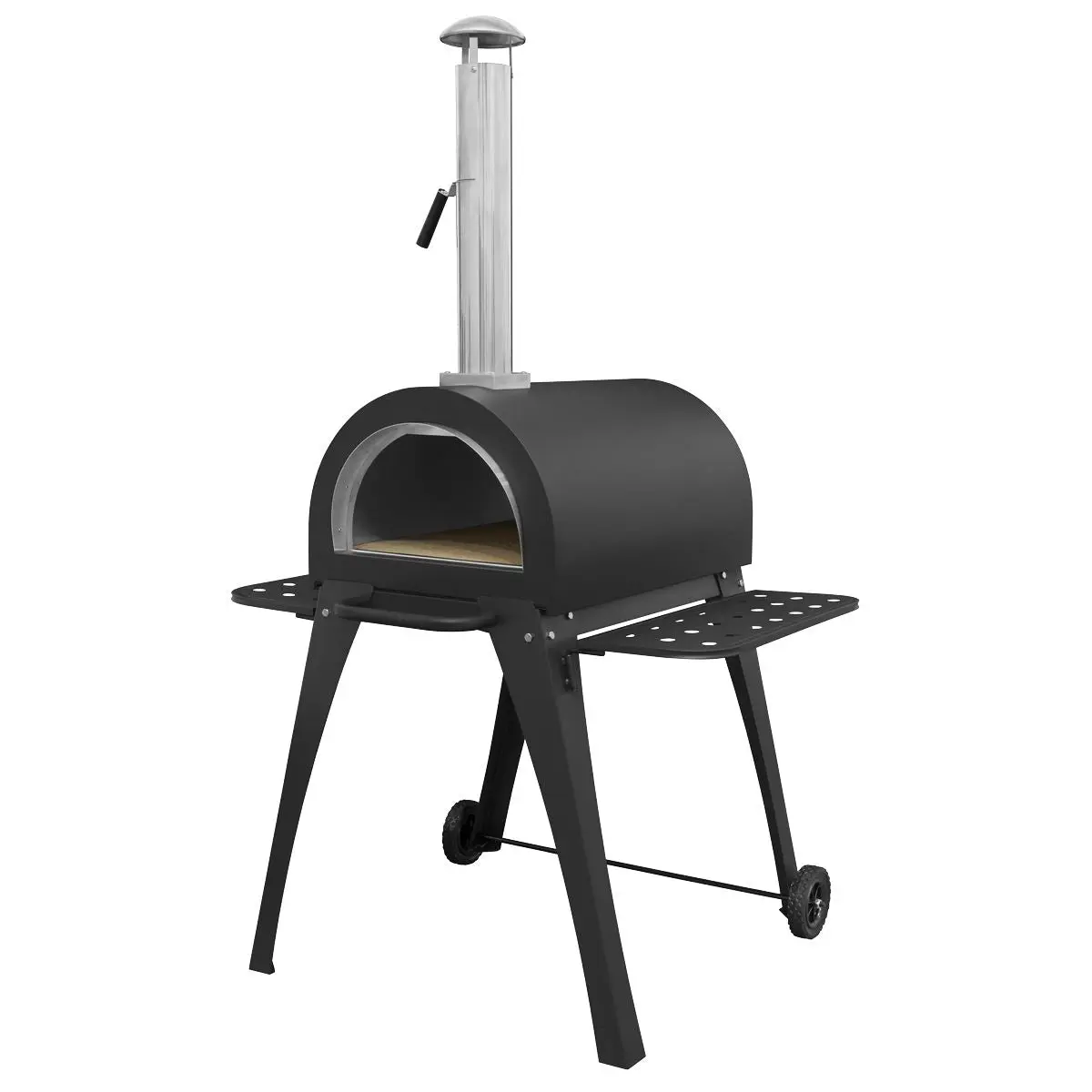 Dellonda Large Outdoor Wood-Fired Pizza Oven & Smoker with Side Shelves & Stand - Image 2