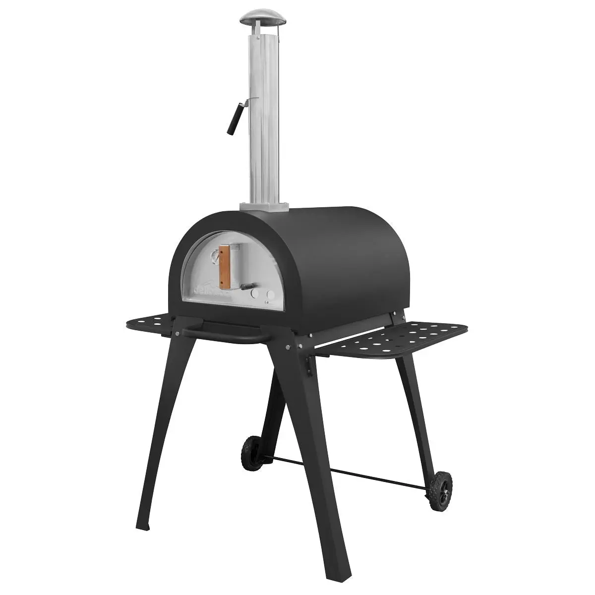 Dellonda Large Outdoor Wood-Fired Pizza Oven & Smoker with Side Shelves & Stand - Image 6