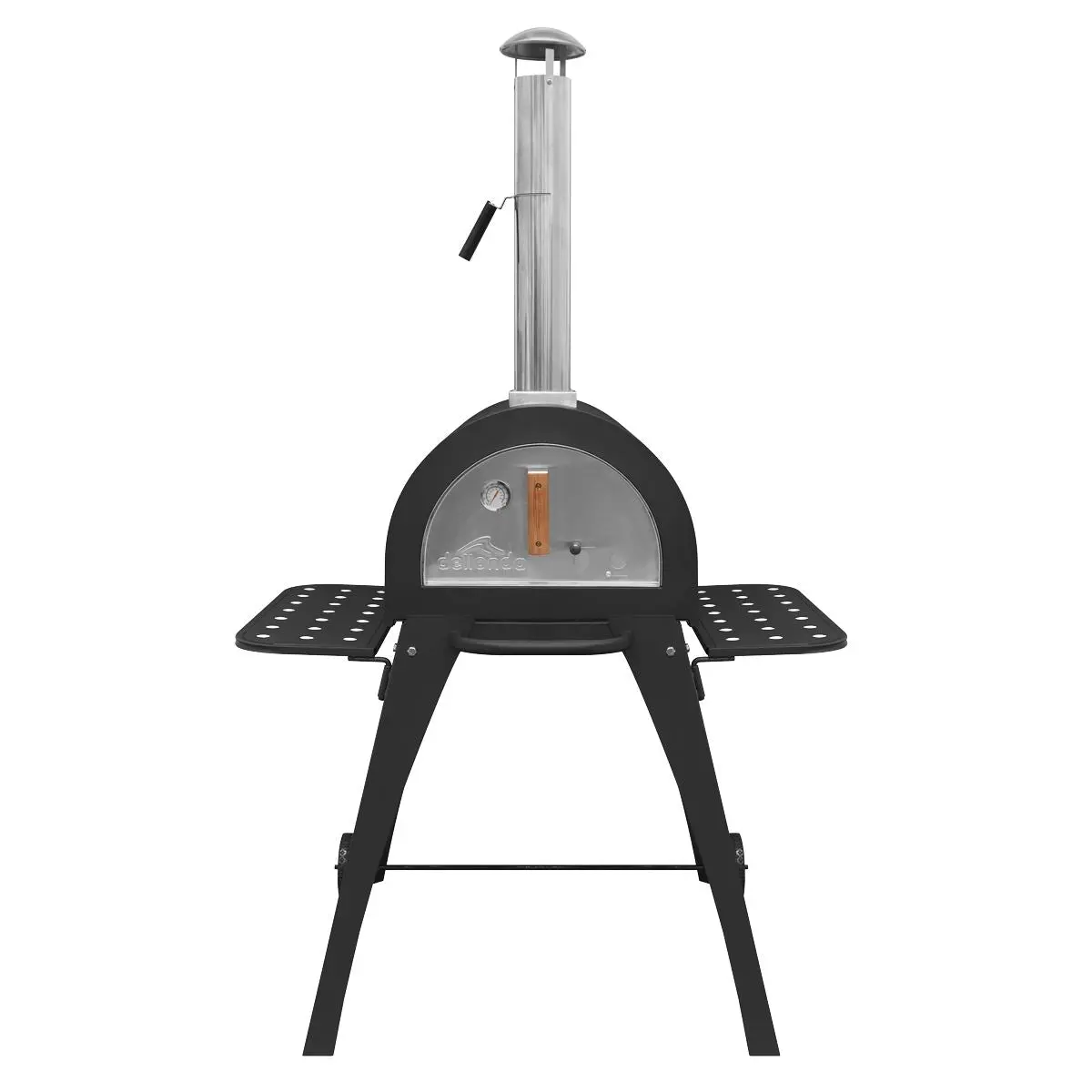Dellonda Large Outdoor Wood-Fired Pizza Oven & Smoker with Side Shelves & Stand - Image 7