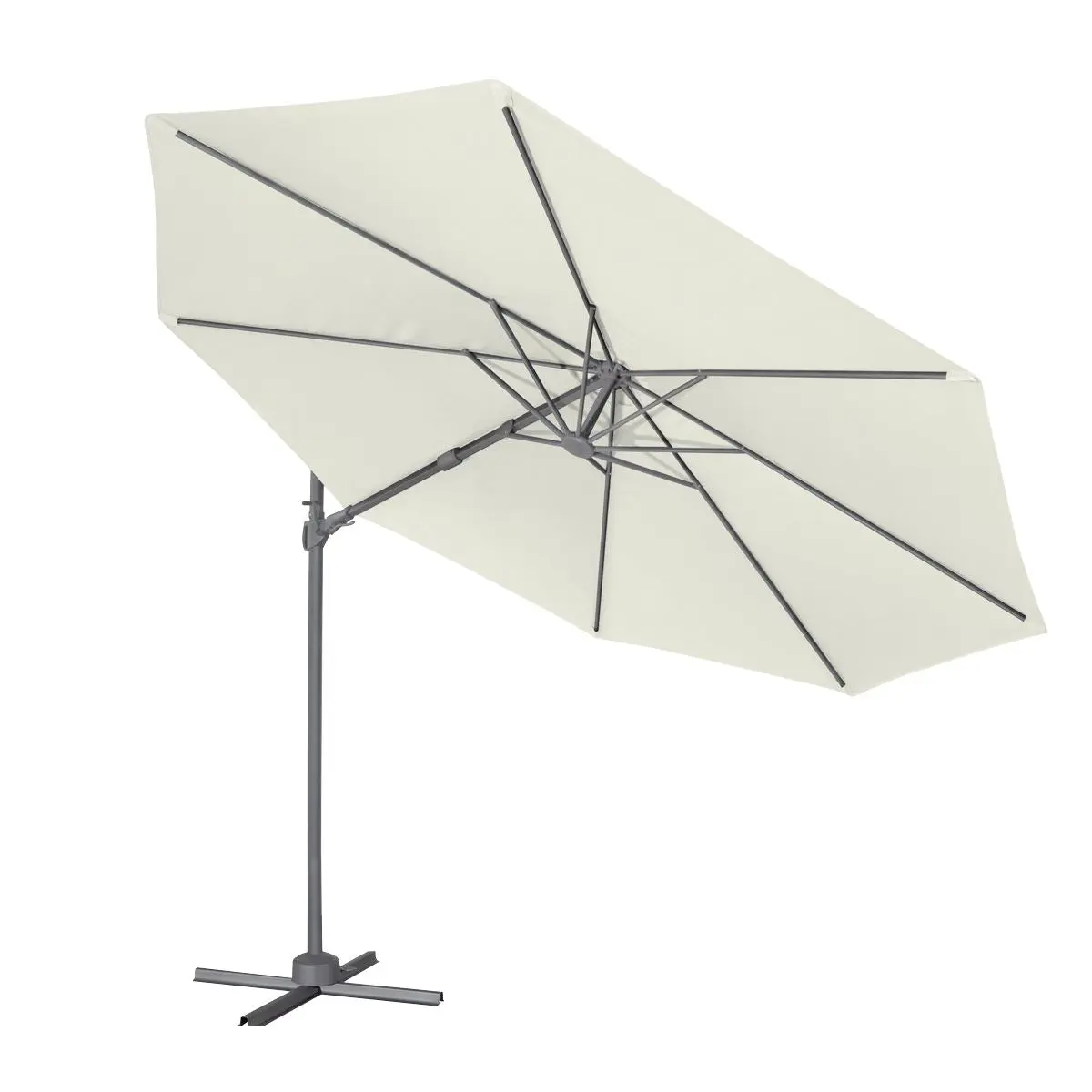 Dellonda Ø3m Garden/Patio Cantilever Parasol/Umbrella with Crank Handle, 360° Rotation, Tilt and Cover, Cream - Image 11