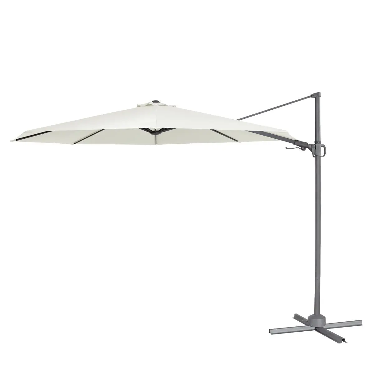 Dellonda Ø3m Garden/Patio Cantilever Parasol/Umbrella with Crank Handle, 360° Rotation, Tilt and Cover, Cream - Image 8