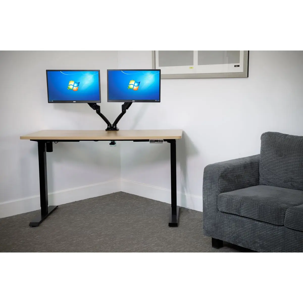Dellonda Oak Electric Height Adjustable Standing Desk with Memory, Quiet & Fast 1400 x 700mm - Image 9